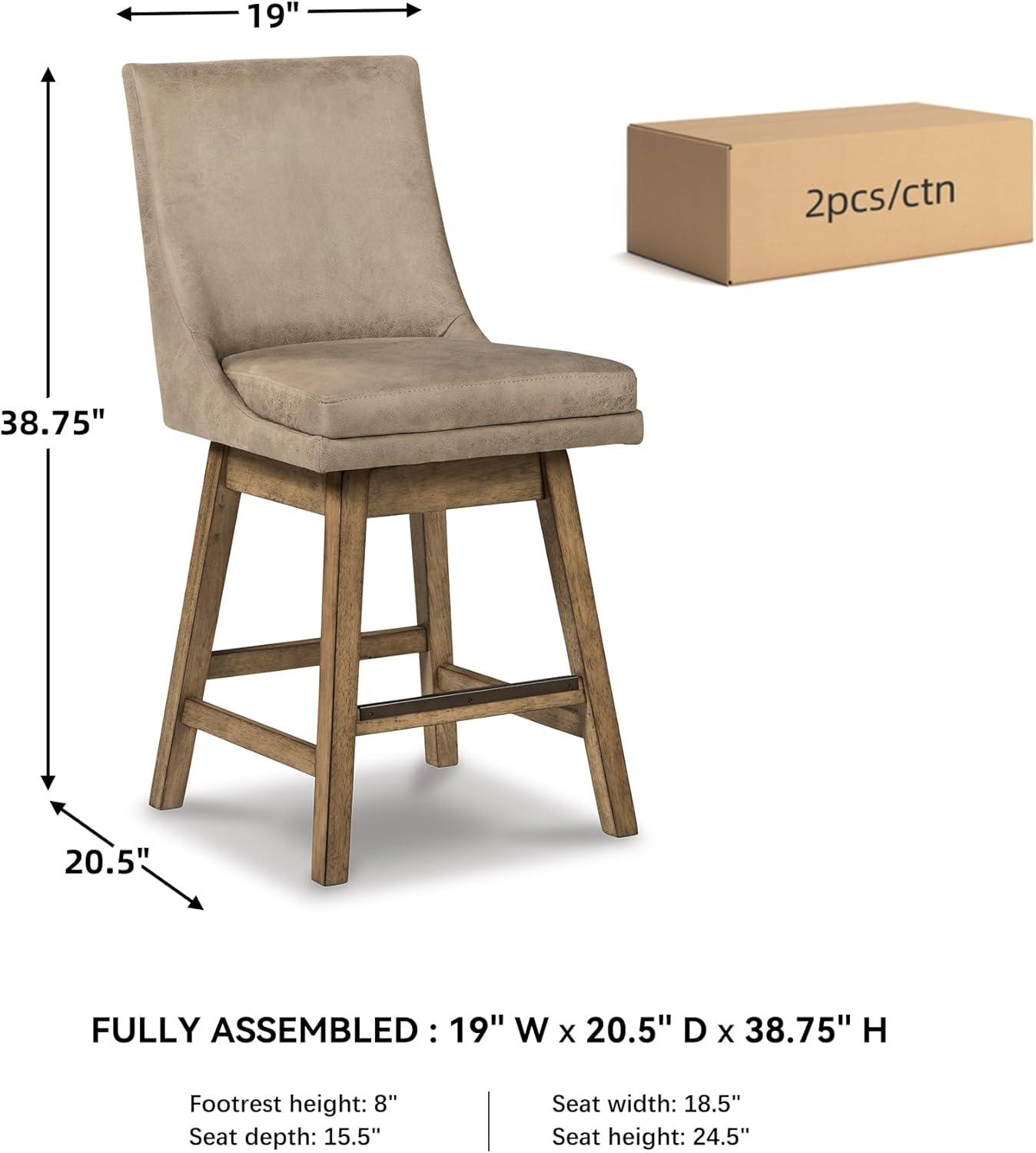 imageSignature Design by Ashley Tallenger Upholstered Counter Height Barstool Set of 2 BeigeBeige