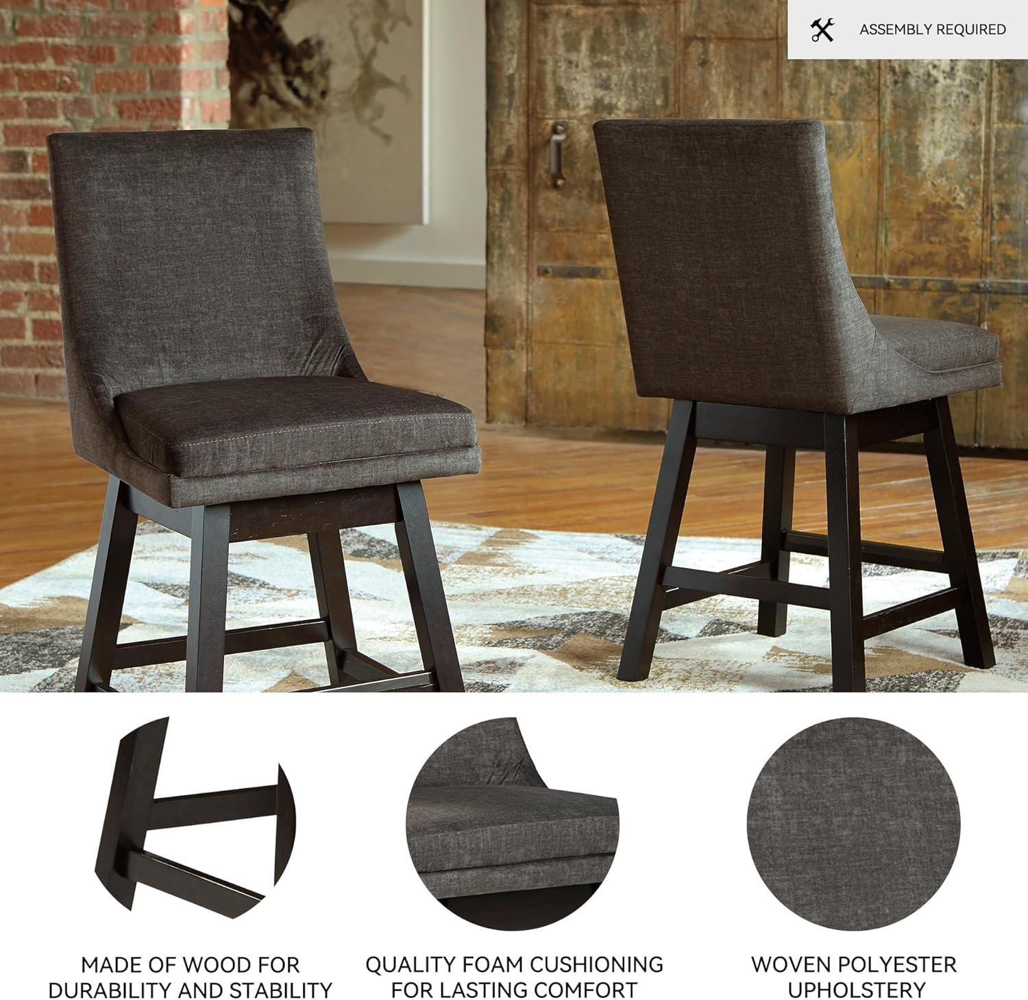 imageSignature Design by Ashley Tallenger Upholstered Counter Height Barstool Set of 2 BeigeDark Gray