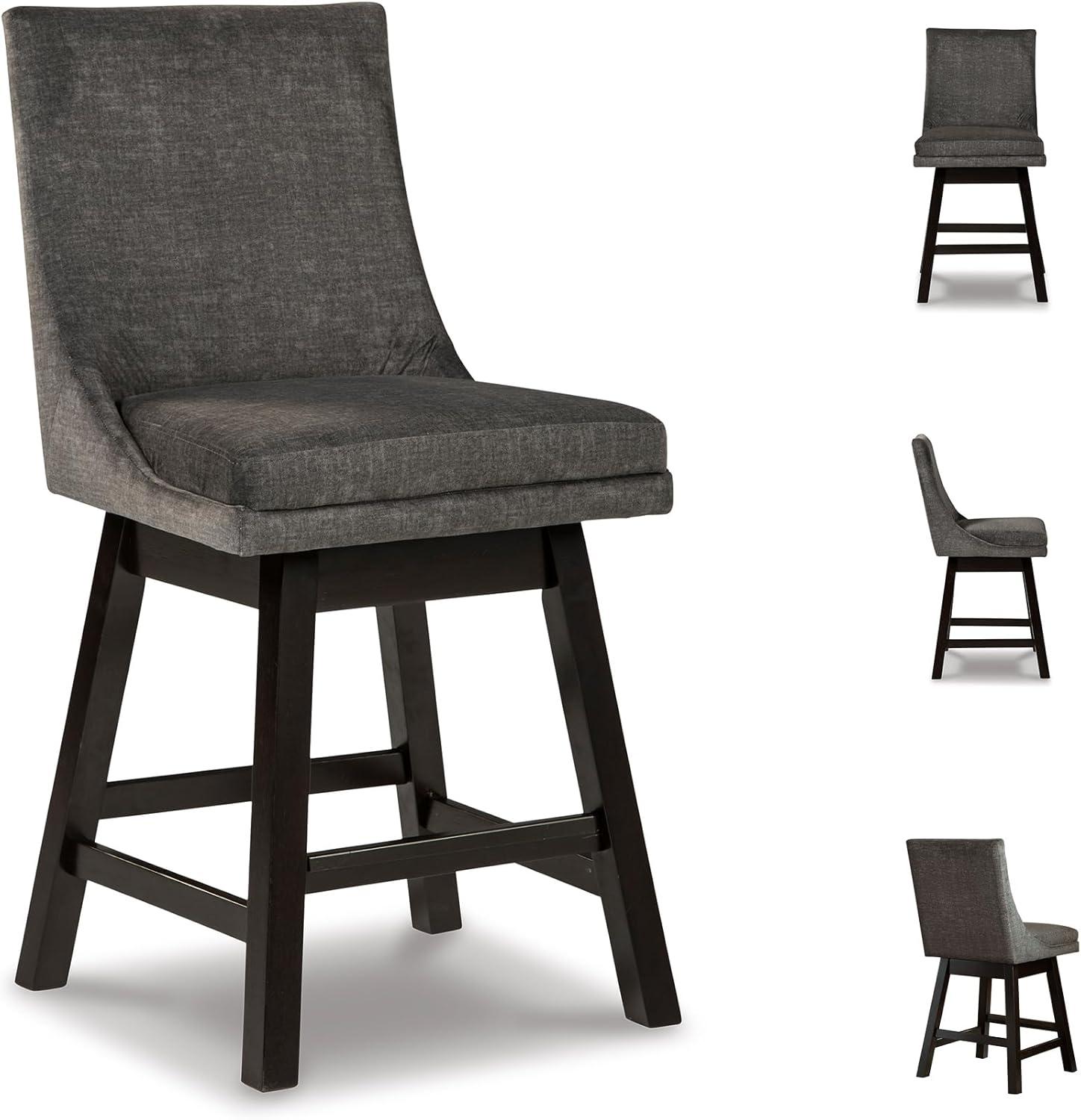 imageSignature Design by Ashley Tallenger Upholstered Counter Height Barstool Set of 2 BeigeDark Gray