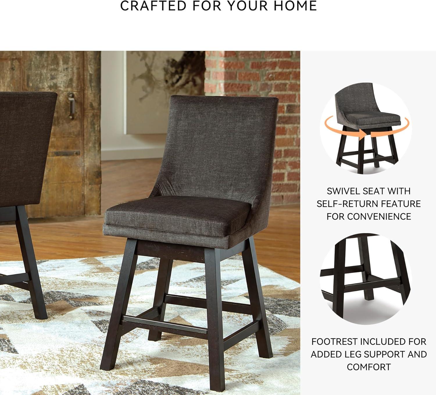 imageSignature Design by Ashley Tallenger Upholstered Counter Height Barstool Set of 2 BeigeDark Gray