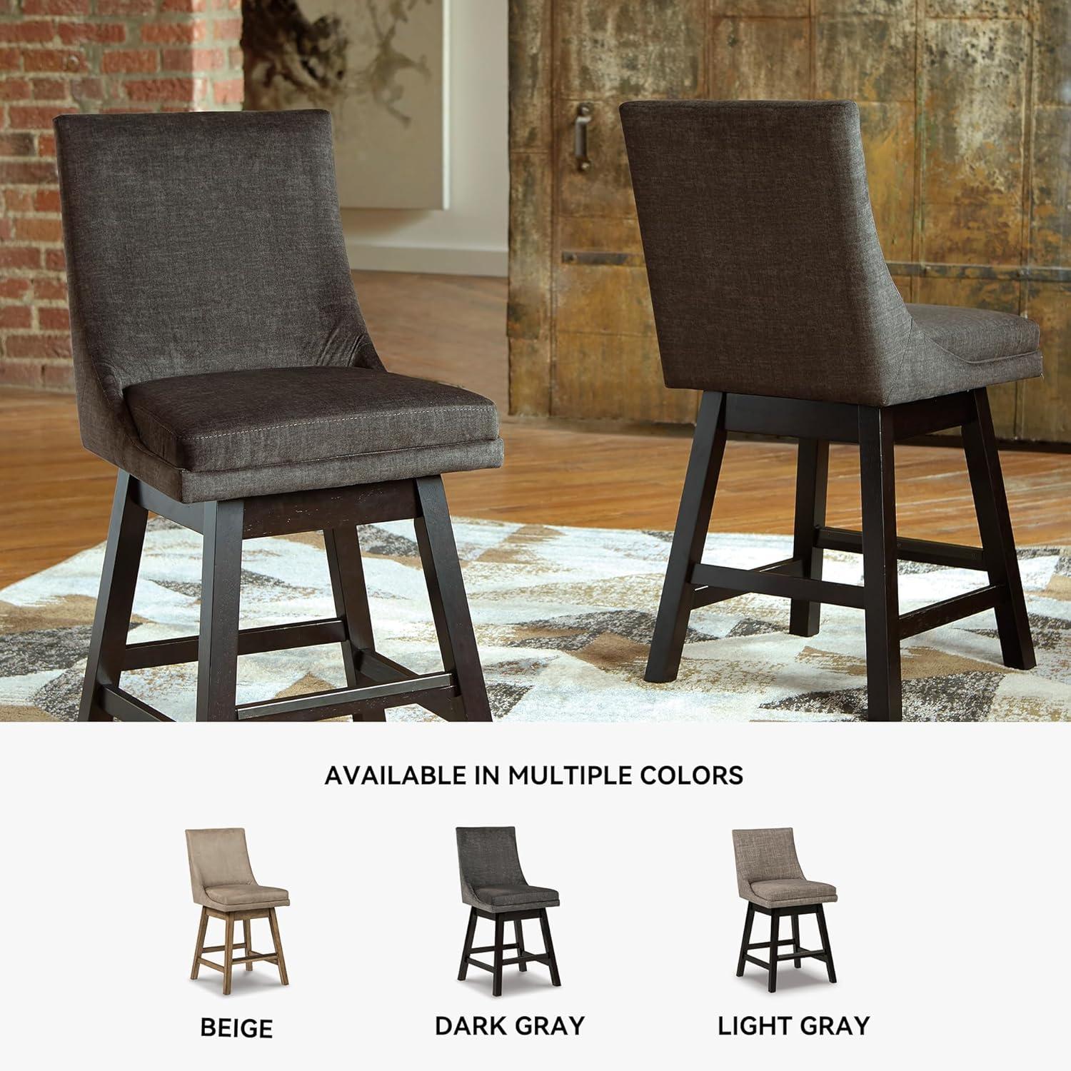 imageSignature Design by Ashley Tallenger Upholstered Counter Height Barstool Set of 2 BeigeDark Gray
