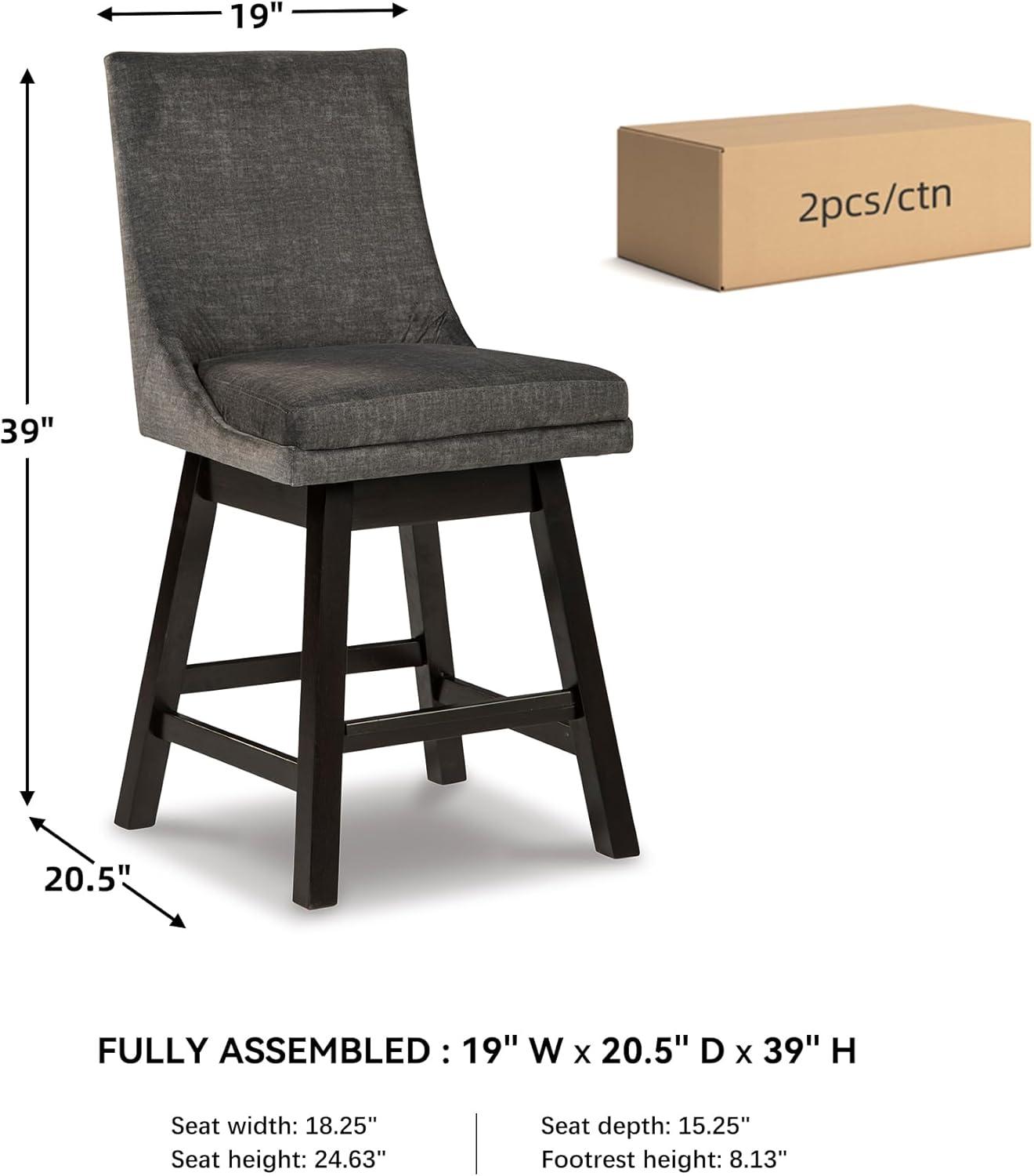 imageSignature Design by Ashley Tallenger Upholstered Counter Height Barstool Set of 2 BeigeDark Gray