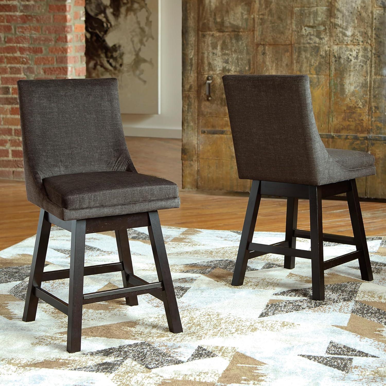 imageSignature Design by Ashley Tallenger Upholstered Counter Height Barstool Set of 2 BeigeDark Gray