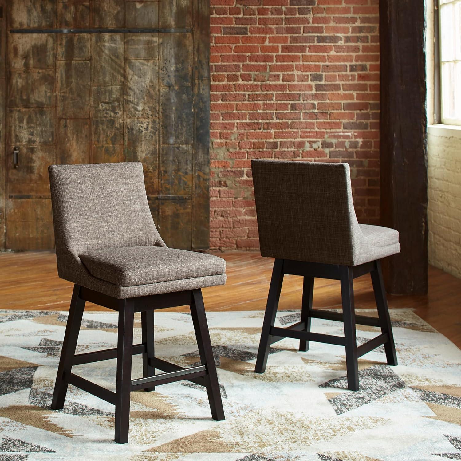 imageSignature Design by Ashley Tallenger Upholstered Counter Height Barstool Set of 2 BeigeLight Gray