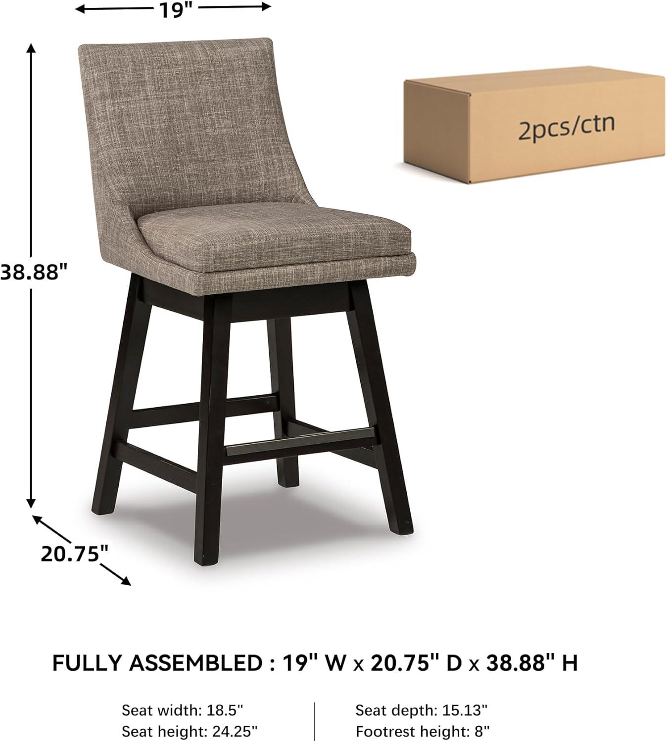 imageSignature Design by Ashley Tallenger Upholstered Counter Height Barstool Set of 2 BeigeLight Gray