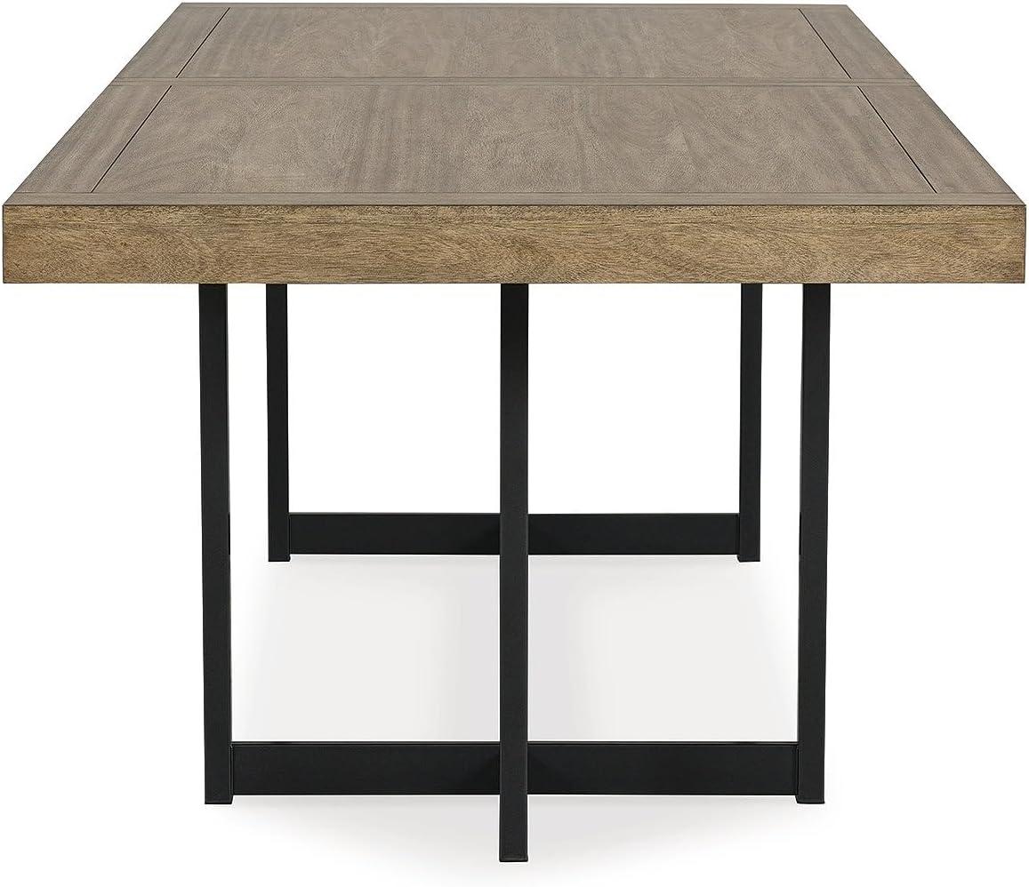 imageSignature Design by Ashley Tomtyn Casual Self Storing Leaf Dining Extension Table with Trestle Base Light Brown