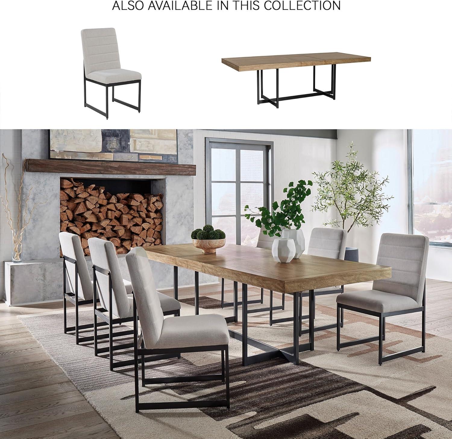 imageSignature Design by Ashley Tomtyn Casual Self Storing Leaf Dining Extension Table with Trestle Base Light Brown