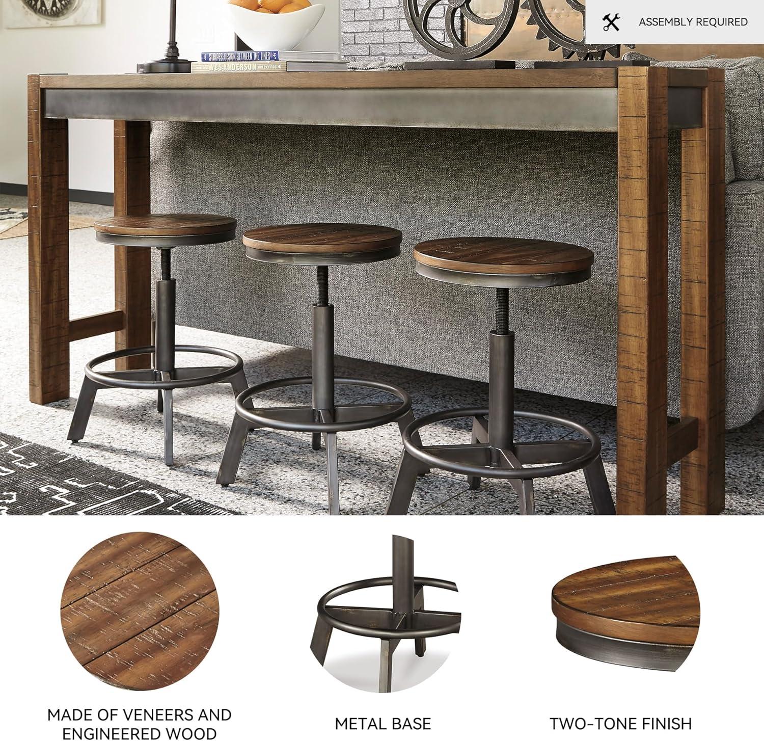 imageSignature Design by Ashley Torjin Industrial 24quot Adjustable Height Barstool 2 Count BrownBrown