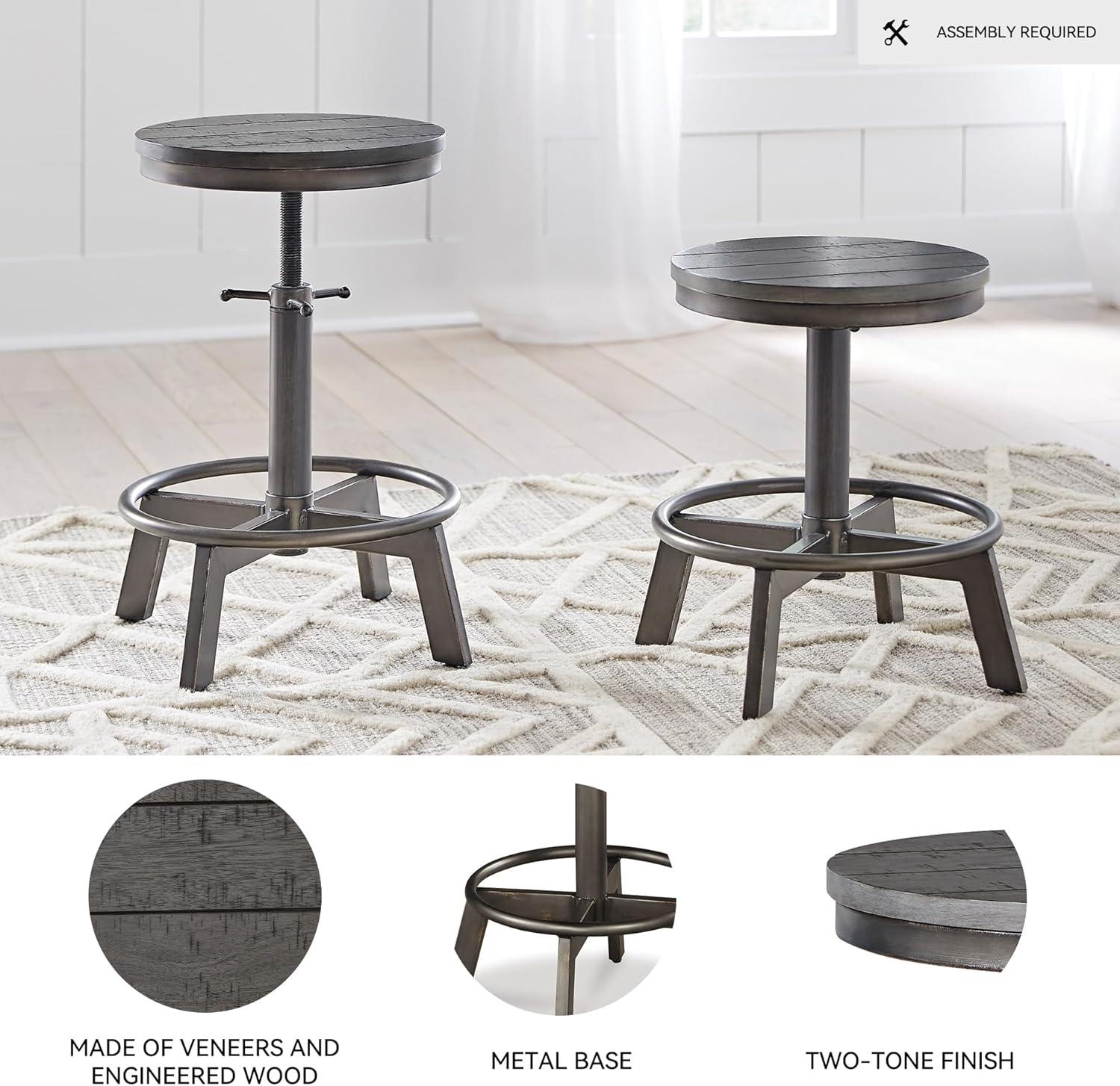 imageSignature Design by Ashley Torjin Industrial 24quot Adjustable Height Barstool 2 Count BrownGrey