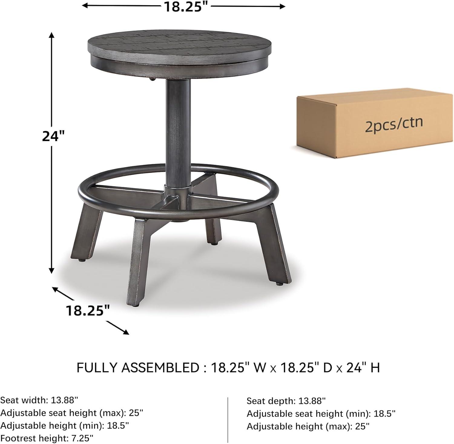 imageSignature Design by Ashley Torjin Industrial 24quot Adjustable Height Barstool 2 Count BrownGrey
