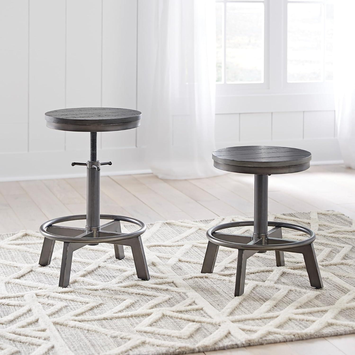imageSignature Design by Ashley Torjin Industrial 24quot Adjustable Height Barstool 2 Count BrownGrey