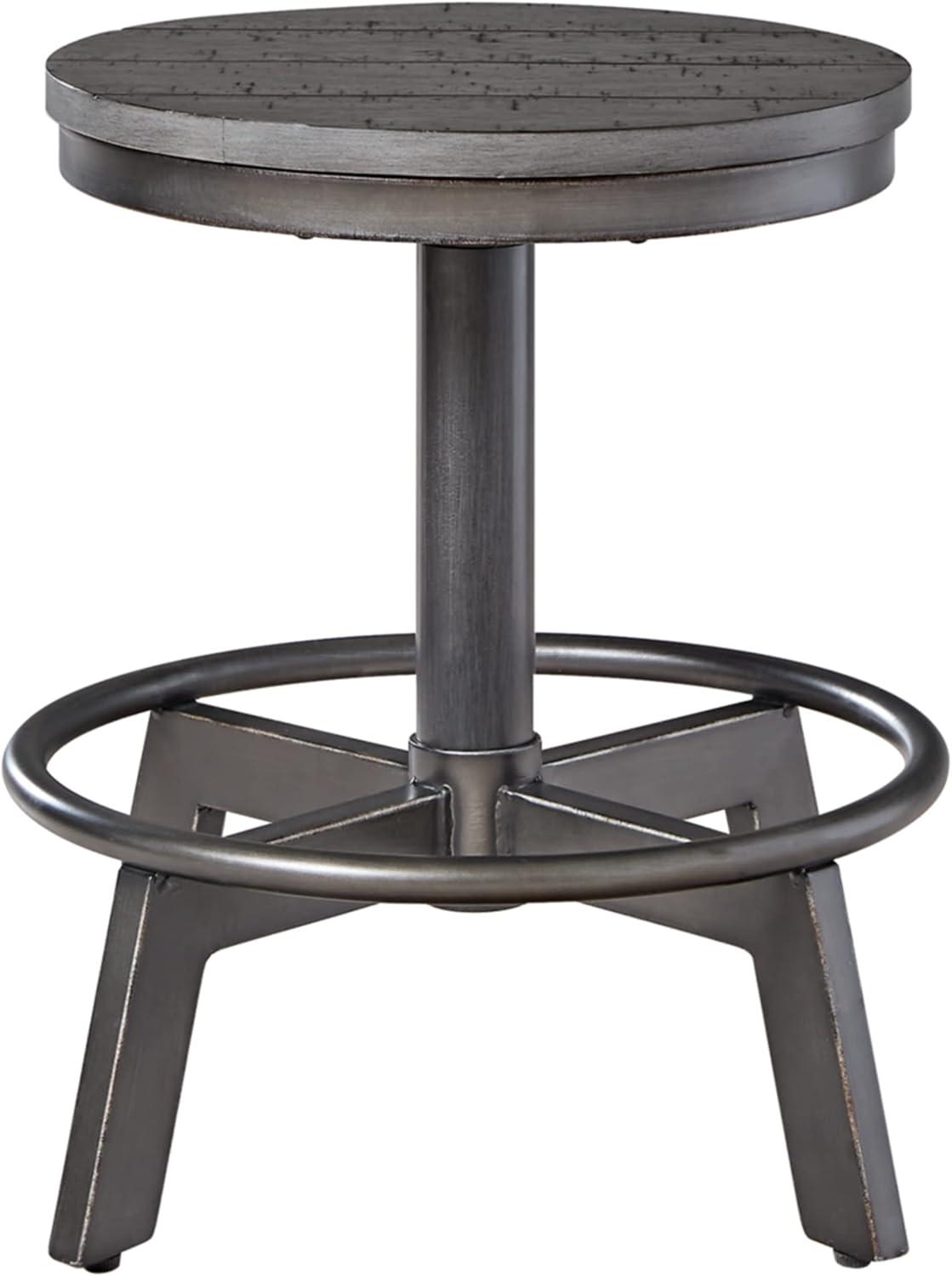 imageSignature Design by Ashley Torjin Industrial 24quot Adjustable Height Barstool 2 Count BrownGrey