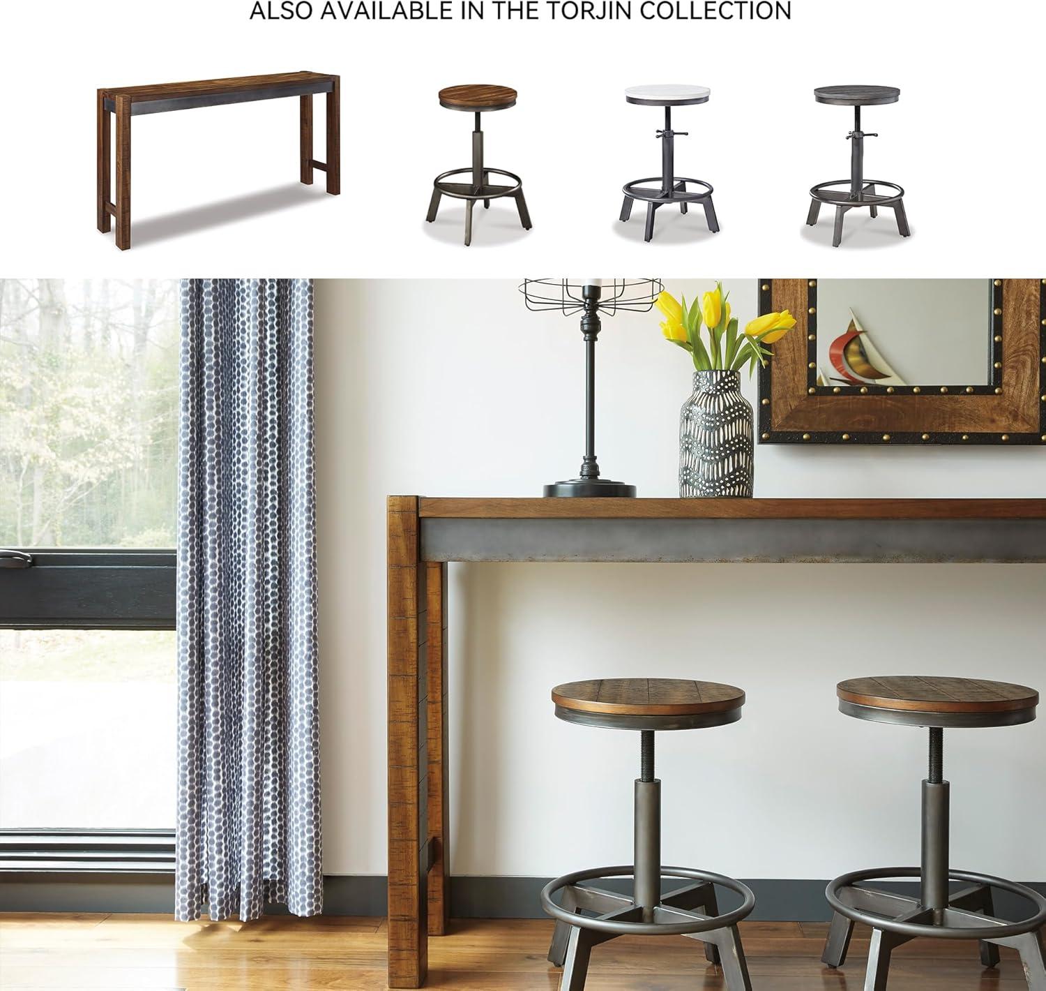 imageSignature Design by Ashley Torjin Industrial 24quot Adjustable Height Barstool 2 Count BrownGrey