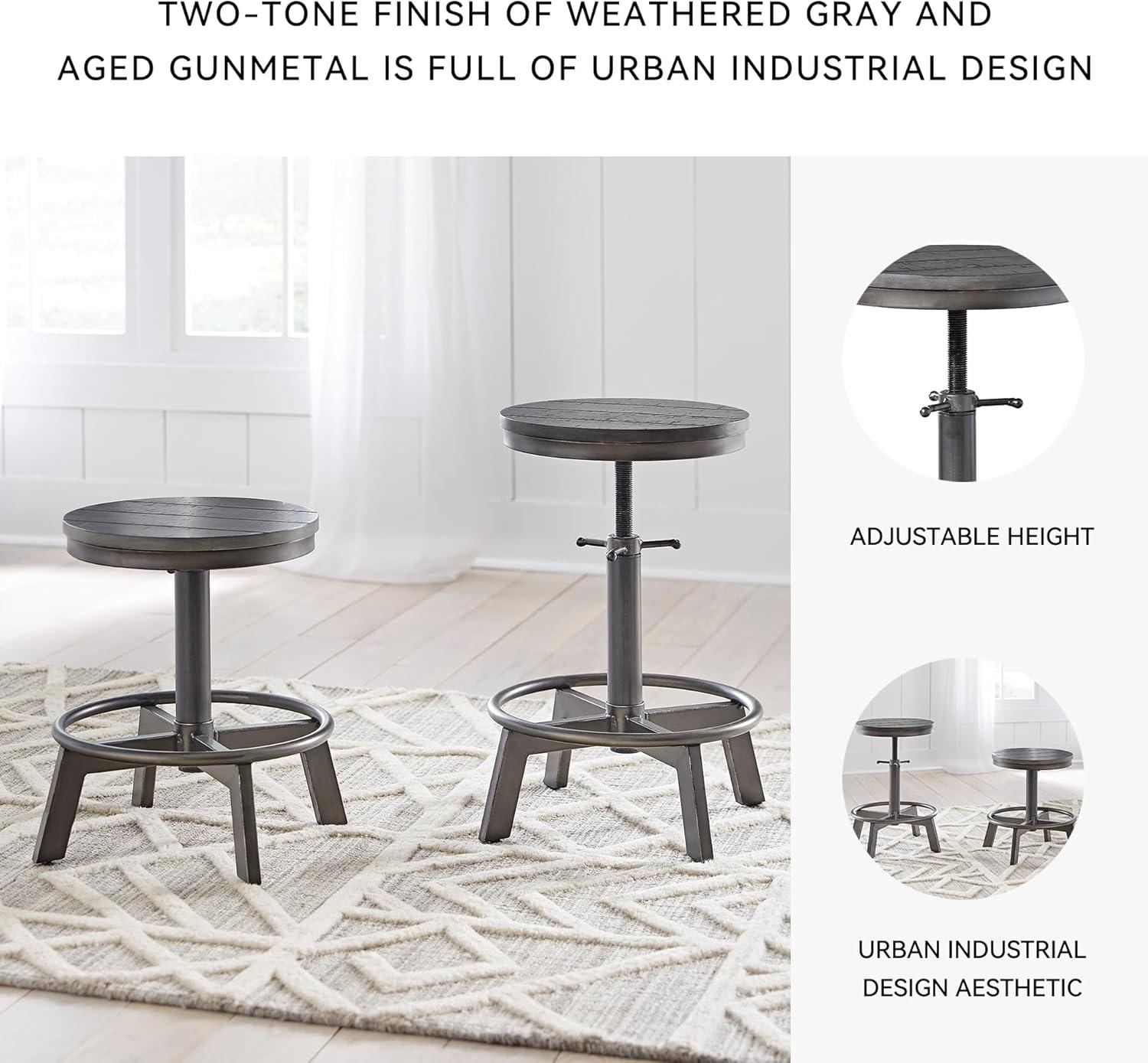 imageSignature Design by Ashley Torjin Industrial 24quot Adjustable Height Barstool 2 Count BrownGrey