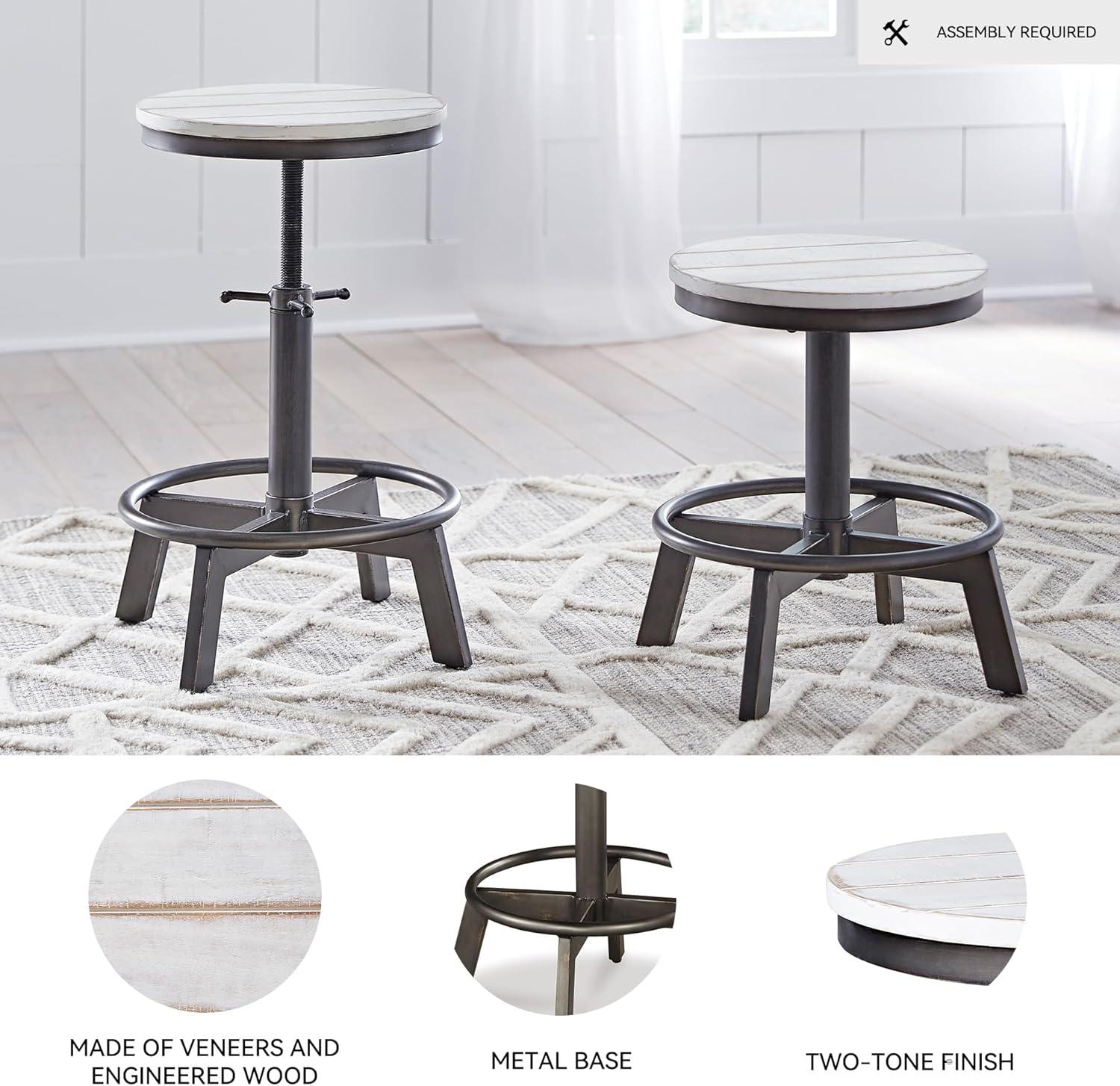 imageSignature Design by Ashley Torjin Industrial 24quot Adjustable Height Barstool 2 Count BrownWhite