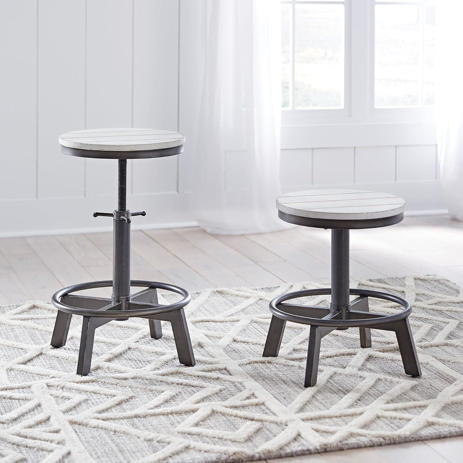 imageSignature Design by Ashley Torjin Industrial 24quot Adjustable Height Barstool 2 Count BrownWhite
