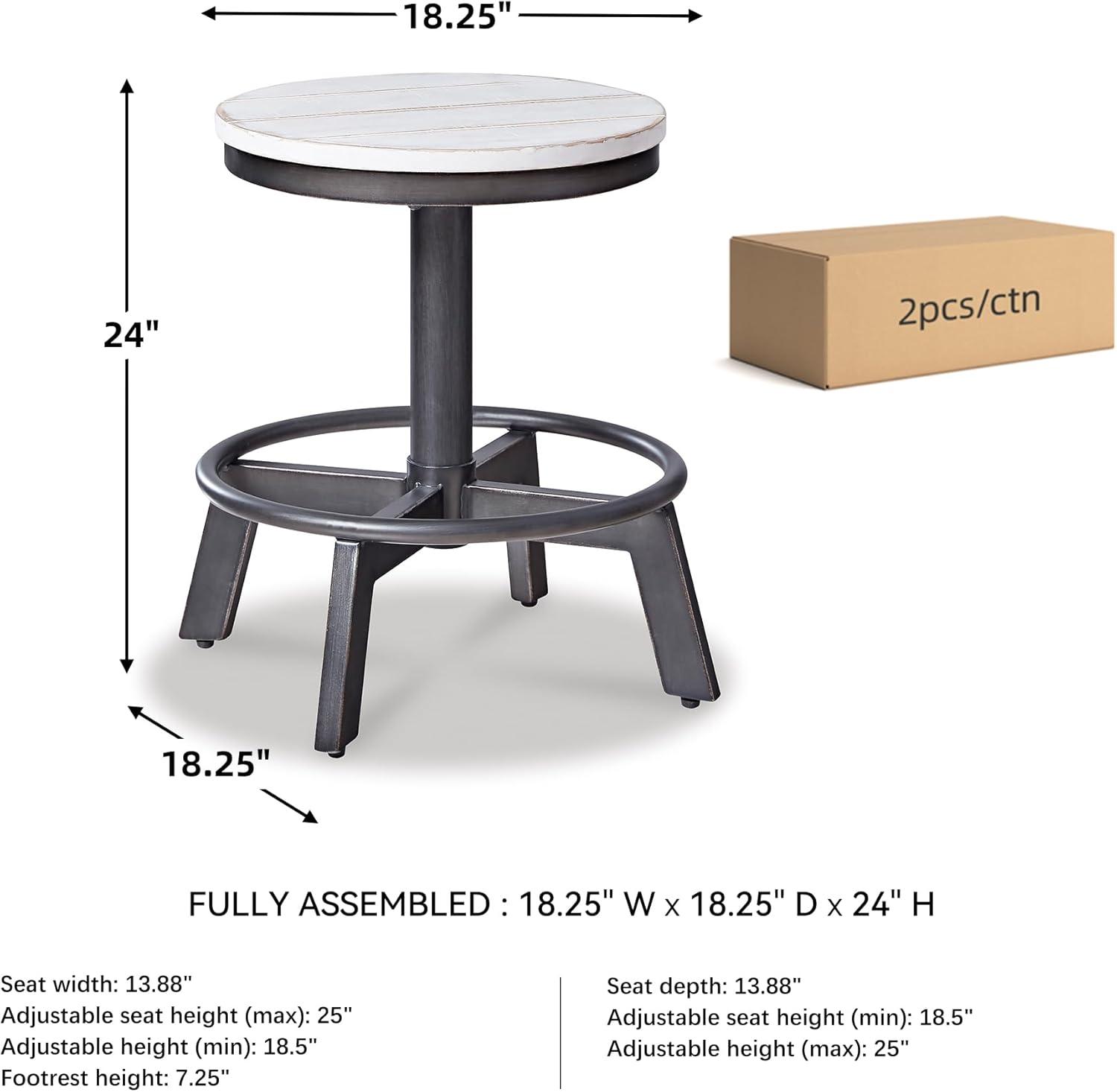 imageSignature Design by Ashley Torjin Industrial 24quot Adjustable Height Barstool 2 Count BrownWhite