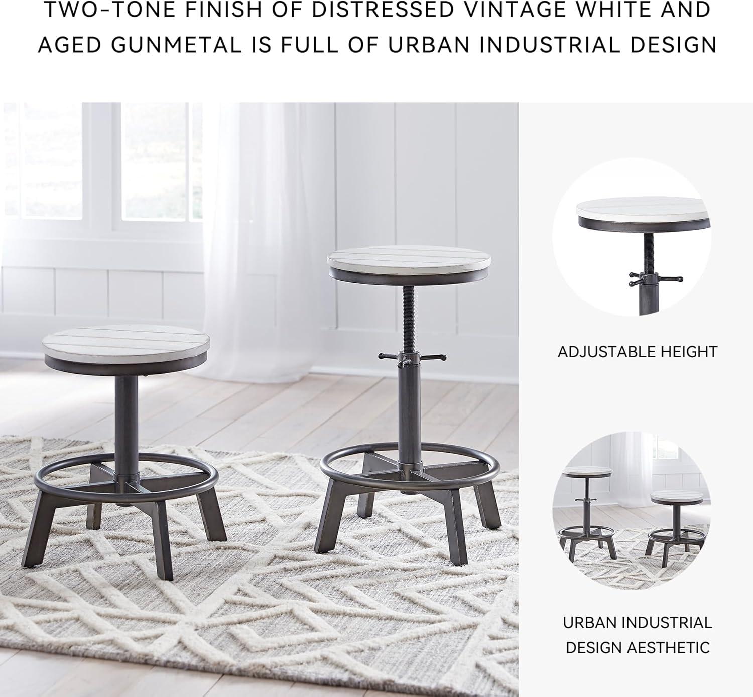 imageSignature Design by Ashley Torjin Industrial 24quot Adjustable Height Barstool 2 Count BrownWhite