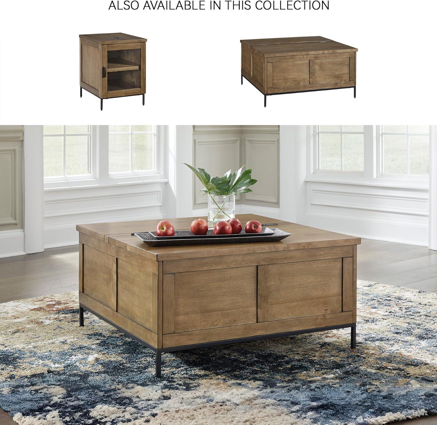 imageSignature Design by Ashley Torlanta Casual LiftTop Coffee Table with Hinged Design and Storage Light Brown ampamp Black
