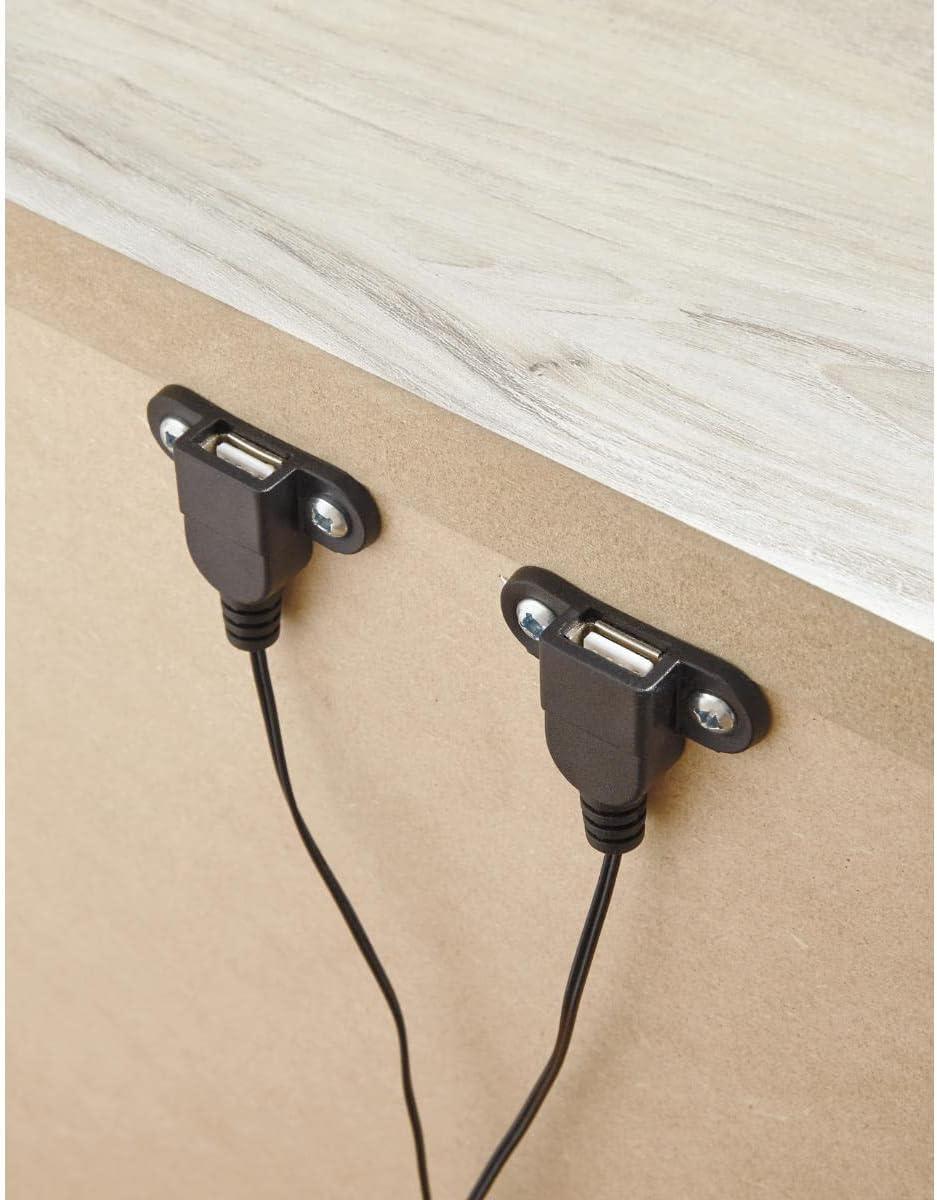 imageSignature Design by Ashley Trinell Rustic 1 Drawer Nightstand USB Charing Storage Cubby Nailhead Accents Wood 2472quot W x 1618quot D x 2622quot H Warm BrownWhitewash