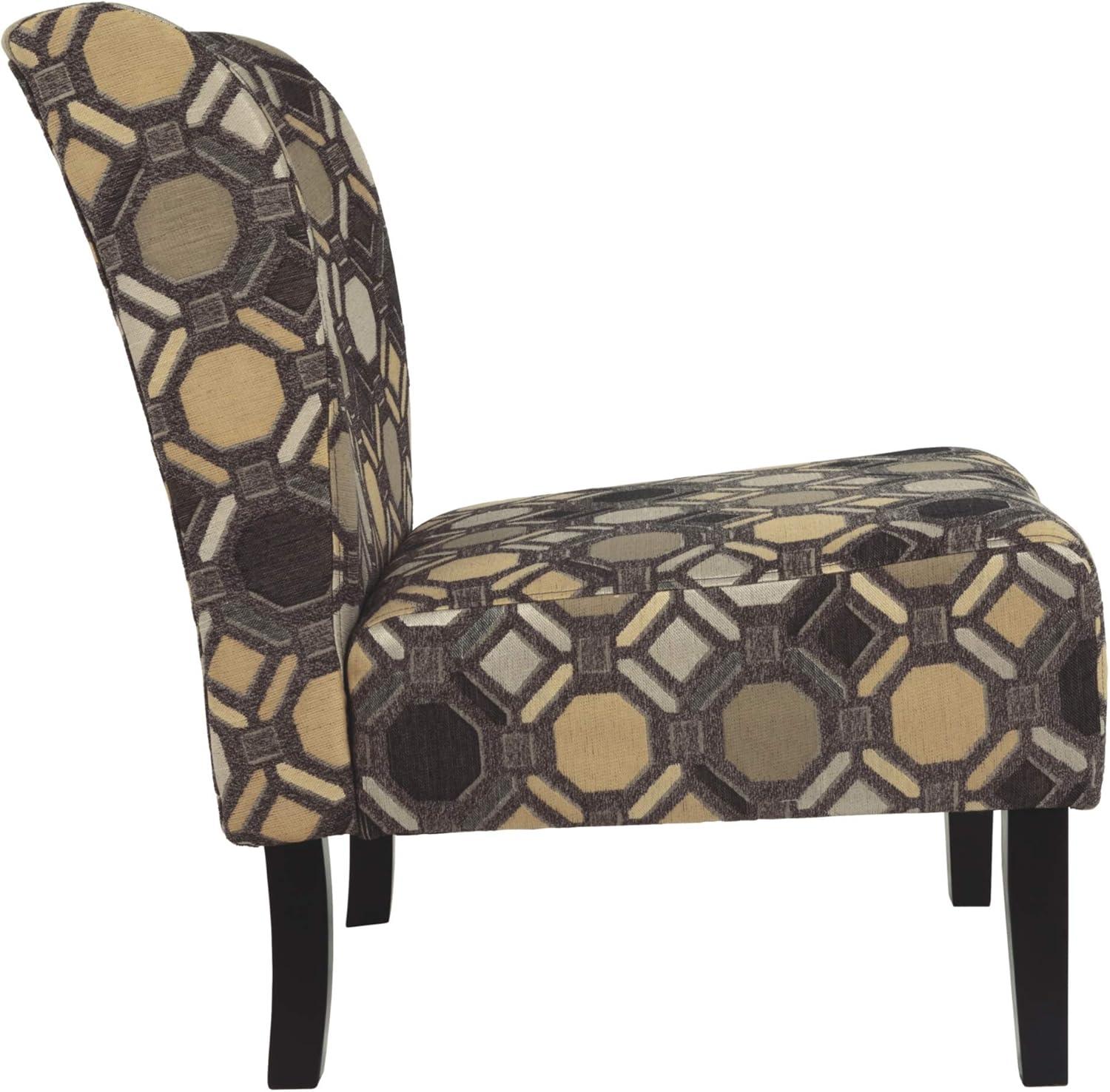 imageSignature Design by Ashley Triptis Floral Armless Accent Chair with Attached Cushions Fabric Upholstery Wood Legs 1663quot Seat Height White Blue ampamp GrayBrown Geometric