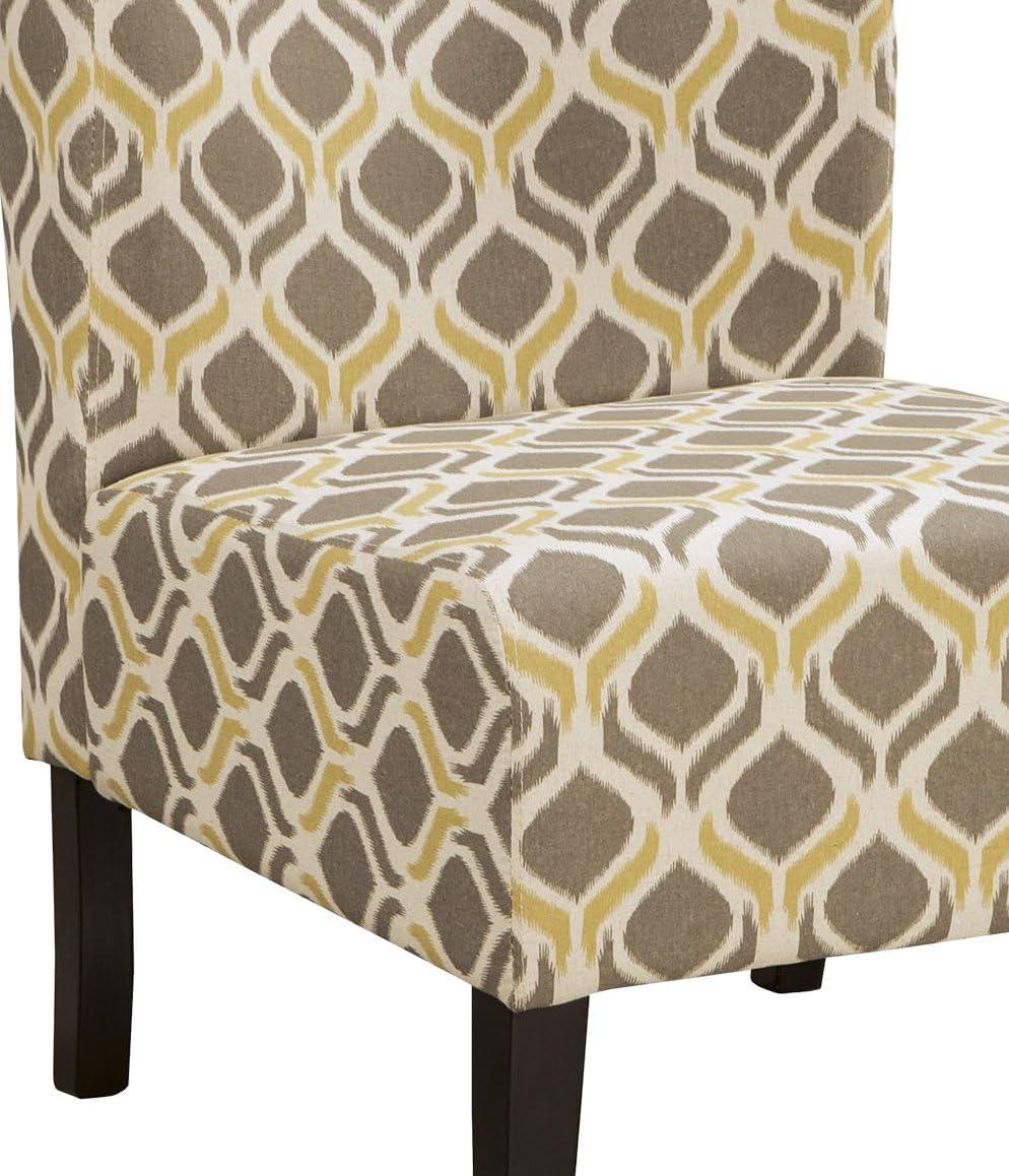 imageSignature Design by Ashley Triptis Floral Armless Accent Chair with Attached Cushions Fabric Upholstery Wood Legs 1663quot Seat Height White Blue ampamp GrayGunmetal