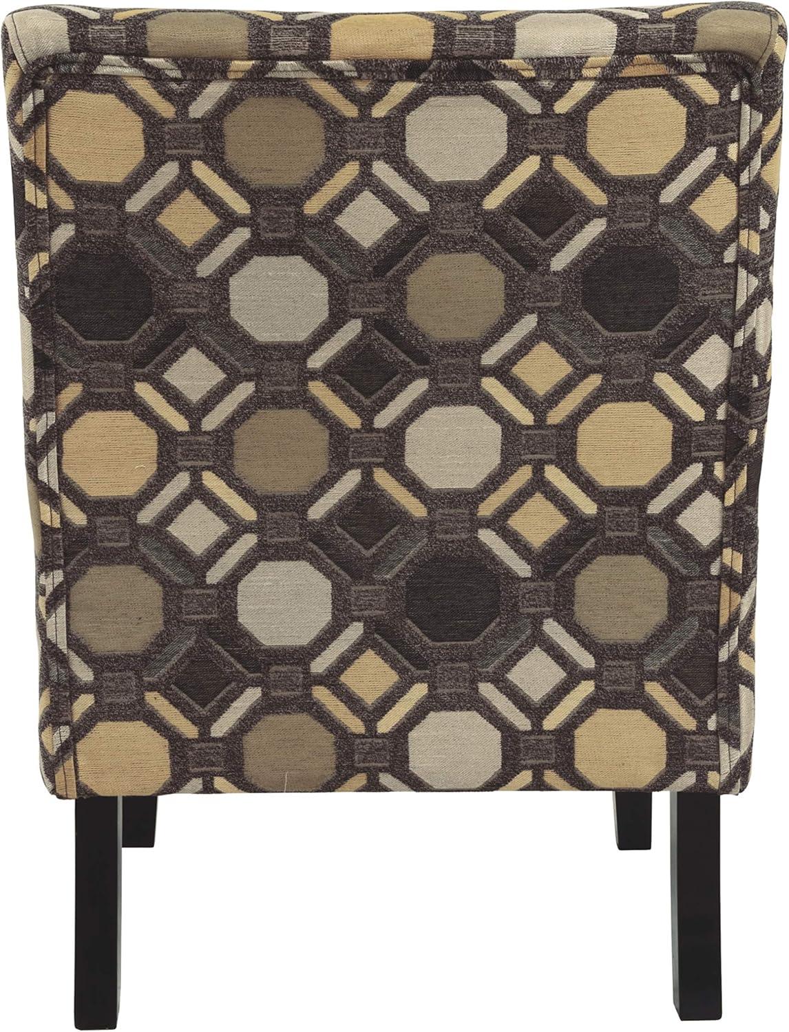 imageSignature Design by Ashley Triptis Floral Armless Accent Chair with Attached Cushions Fabric Upholstery Wood Legs 1663quot Seat Height White Blue ampamp GrayBrown Geometric