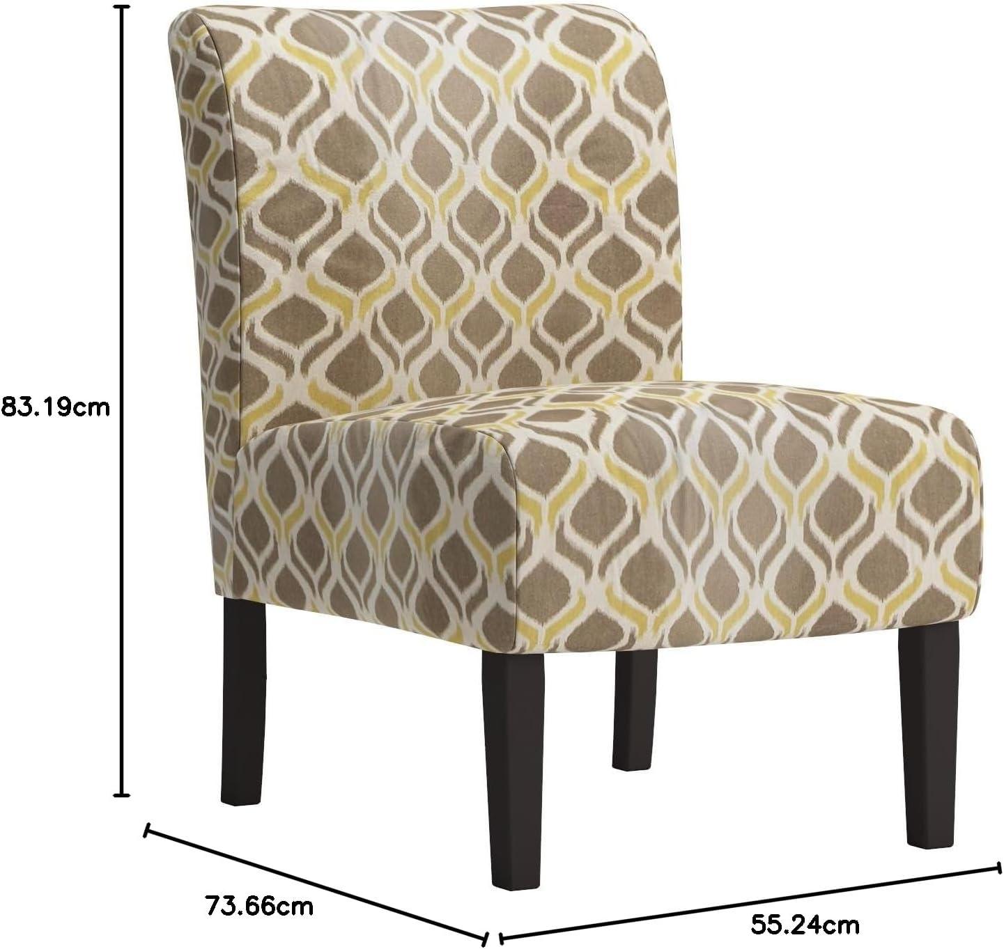 imageSignature Design by Ashley Triptis Floral Armless Accent Chair with Attached Cushions Fabric Upholstery Wood Legs 1663quot Seat Height White Blue ampamp GrayGunmetal