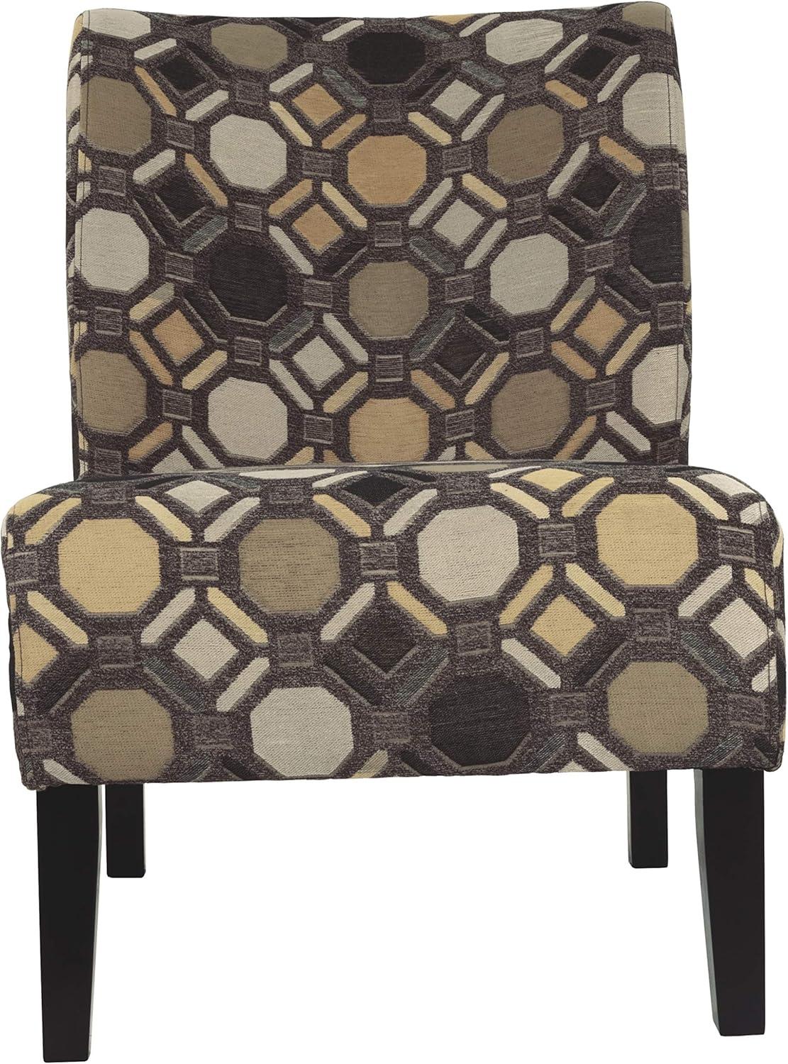 imageSignature Design by Ashley Triptis Floral Armless Accent Chair with Attached Cushions Fabric Upholstery Wood Legs 1663quot Seat Height White Blue ampamp GrayBrown Geometric