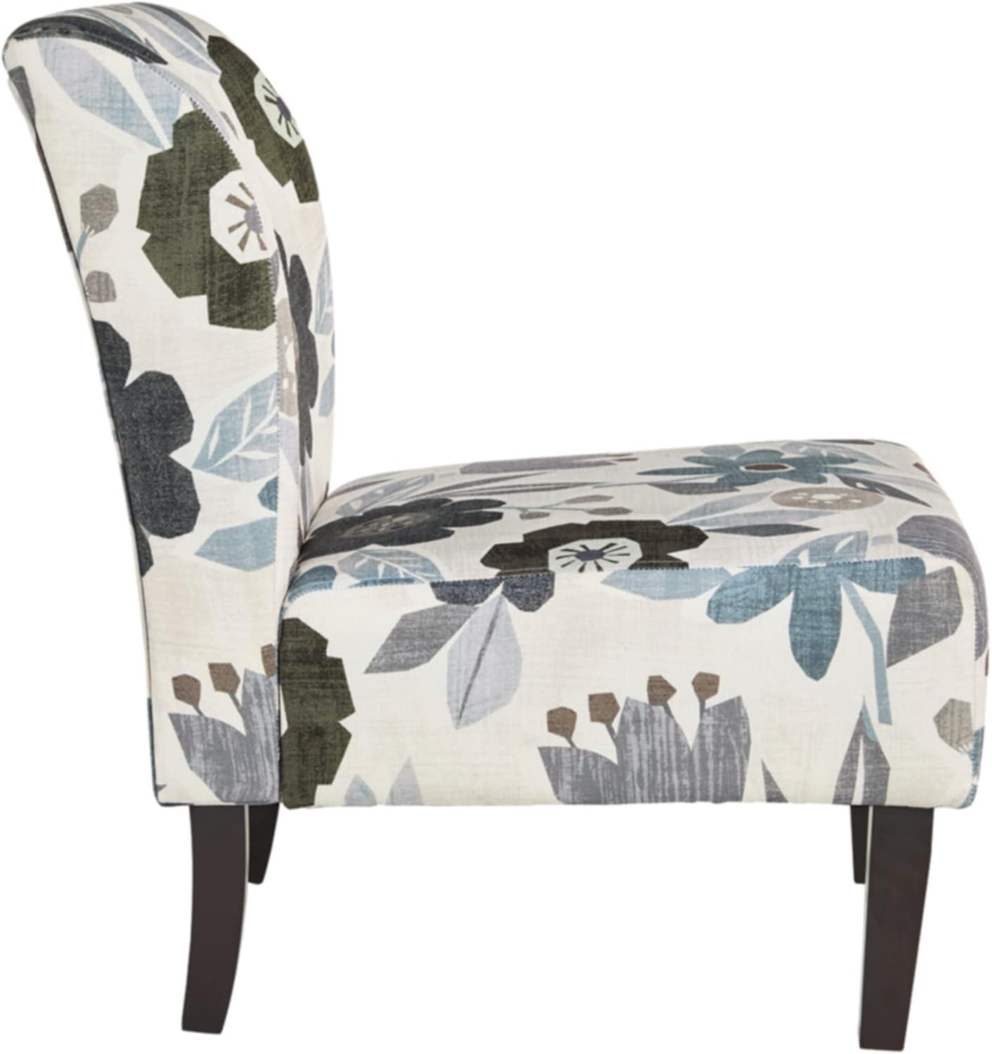 imageSignature Design by Ashley Triptis Floral Armless Accent Chair with Attached Cushions Fabric Upholstery Wood Legs 1663quot Seat Height White Blue ampamp GrayWhite Floral