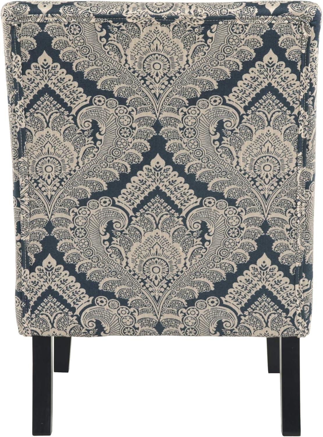 imageSignature Design by Ashley Triptis Floral Armless Accent Chair with Attached Cushions Fabric Upholstery Wood Legs 1663quot Seat Height White Blue ampamp GrayBlue Medallion