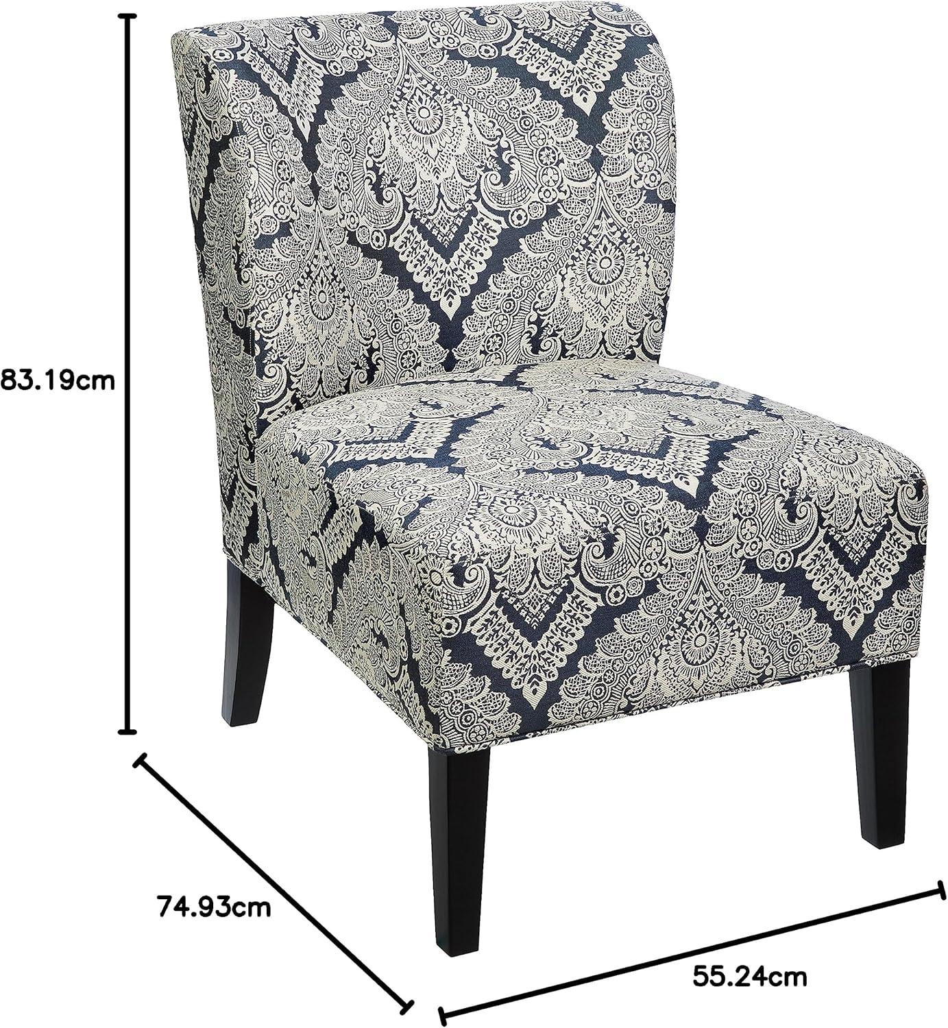 imageSignature Design by Ashley Triptis Floral Armless Accent Chair with Attached Cushions Fabric Upholstery Wood Legs 1663quot Seat Height White Blue ampamp GrayBlue Medallion