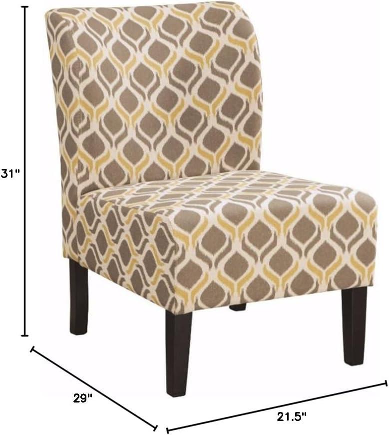 imageSignature Design by Ashley Triptis Floral Armless Accent Chair with Attached Cushions Fabric Upholstery Wood Legs 1663quot Seat Height White Blue ampamp GrayGunmetal
