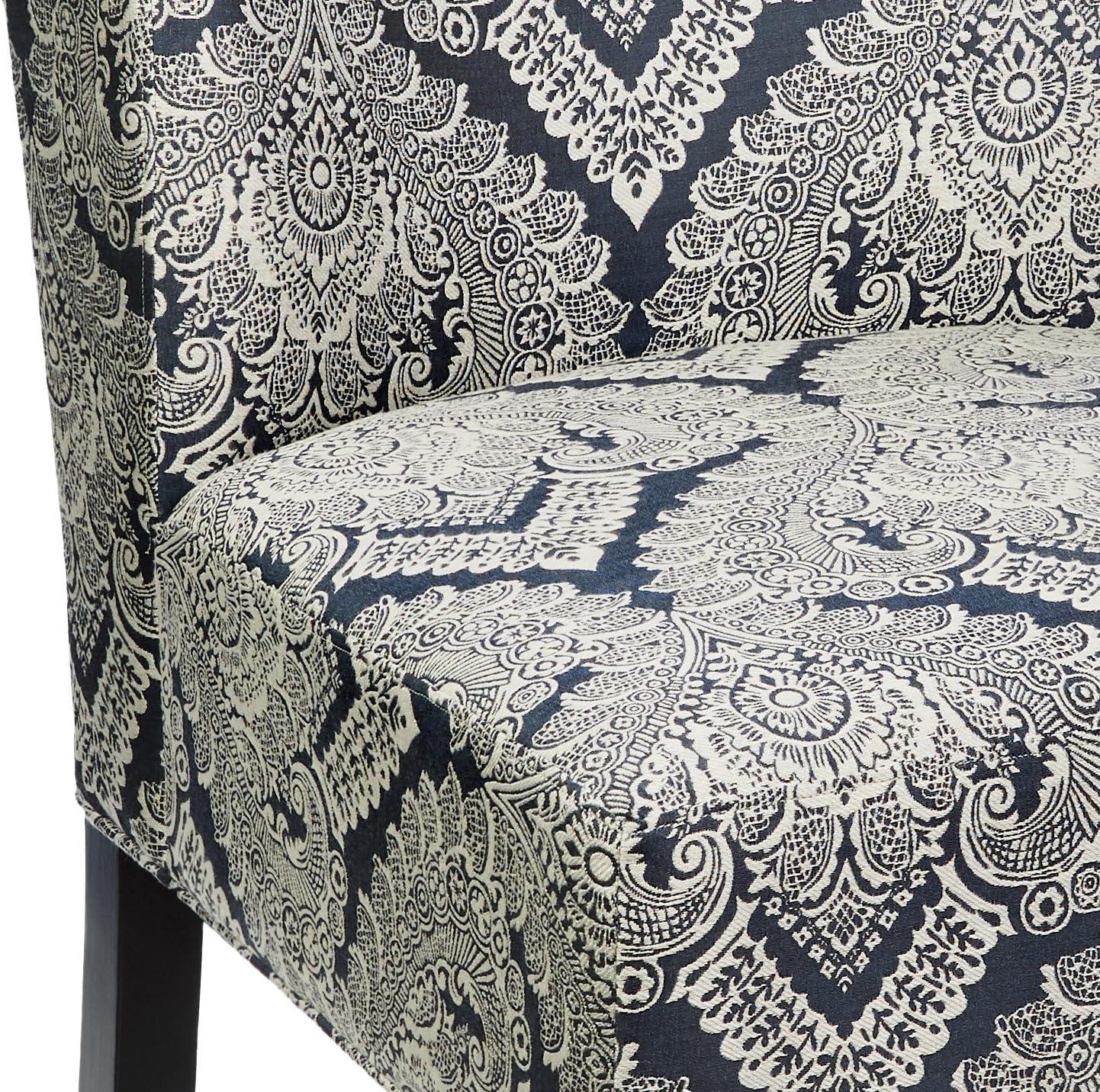 imageSignature Design by Ashley Triptis Floral Armless Accent Chair with Attached Cushions Fabric Upholstery Wood Legs 1663quot Seat Height White Blue ampamp GrayBlue Medallion