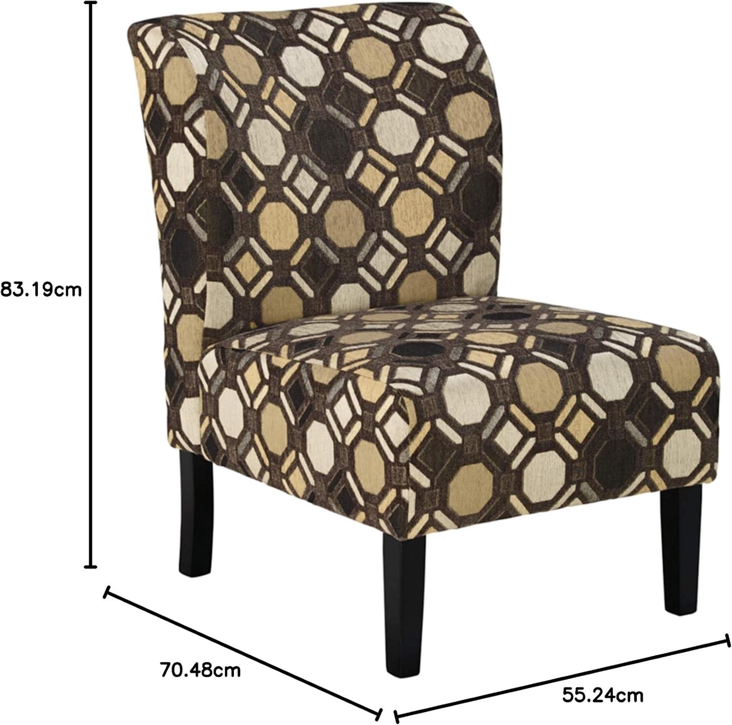 imageSignature Design by Ashley Triptis Floral Armless Accent Chair with Attached Cushions Fabric Upholstery Wood Legs 1663quot Seat Height White Blue ampamp GrayBrown Geometric