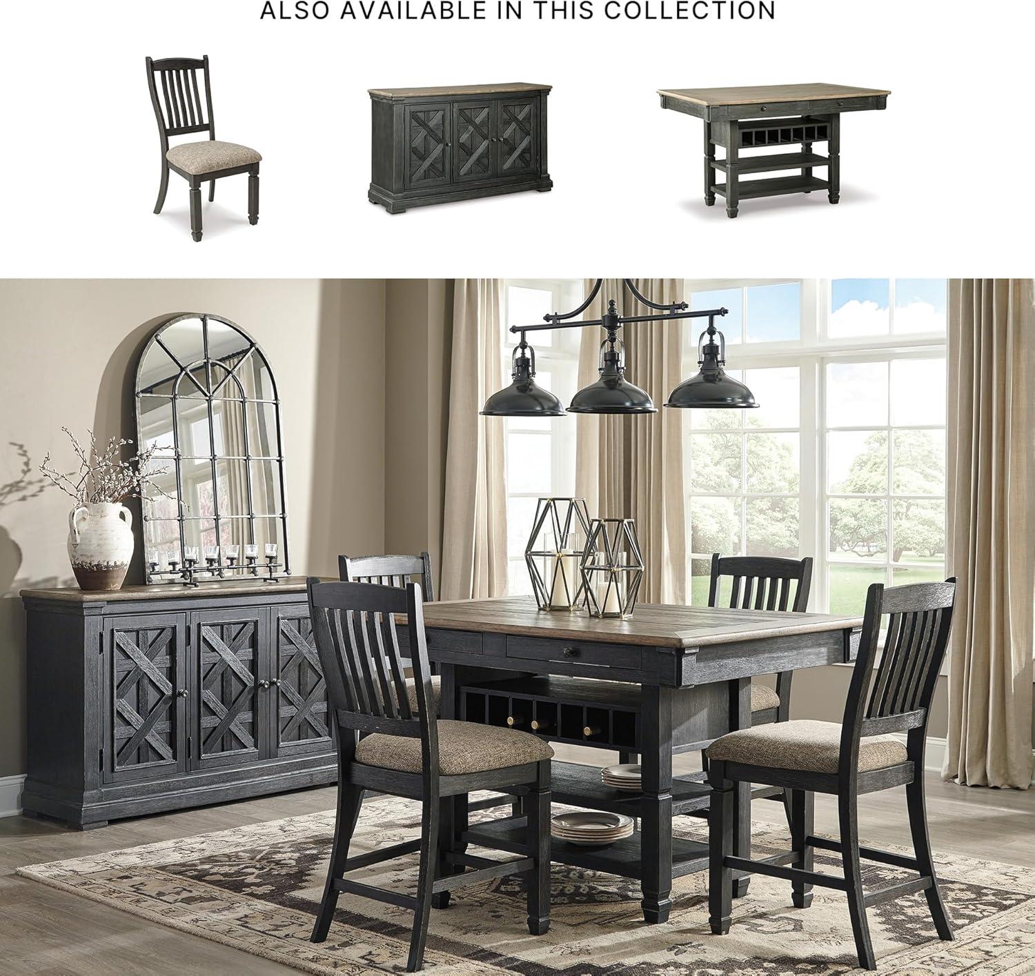 imageSignature Design by Ashley Tyler Creek Farmhouse 2438quot Counter Height Upholstered Barstool Set of 2 Almost BlackBlack