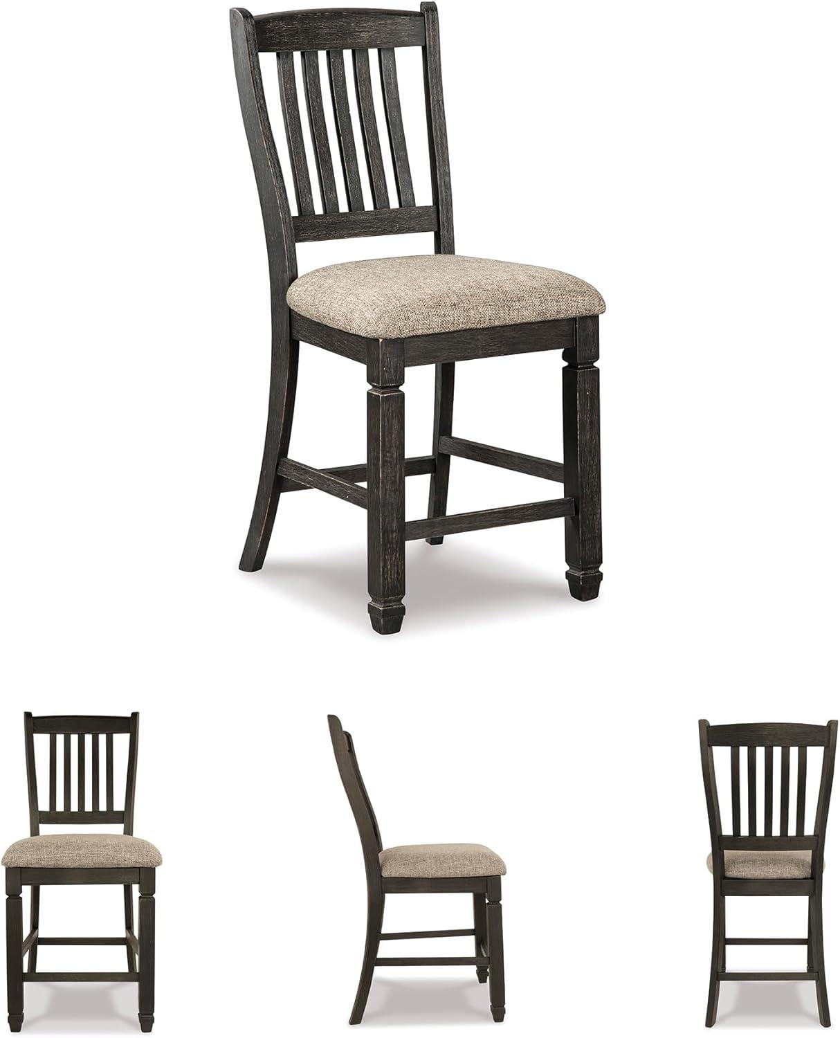 imageSignature Design by Ashley Tyler Creek Farmhouse 2438quot Counter Height Upholstered Barstool Set of 2 Almost BlackBlack