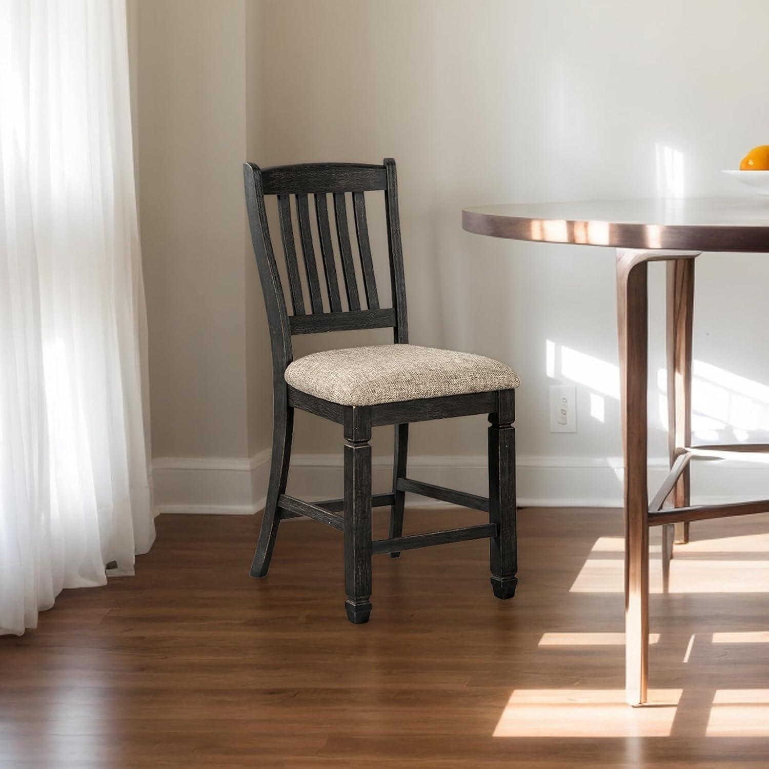 imageSignature Design by Ashley Tyler Creek Farmhouse 2438quot Counter Height Upholstered Barstool Set of 2 Almost BlackBlack