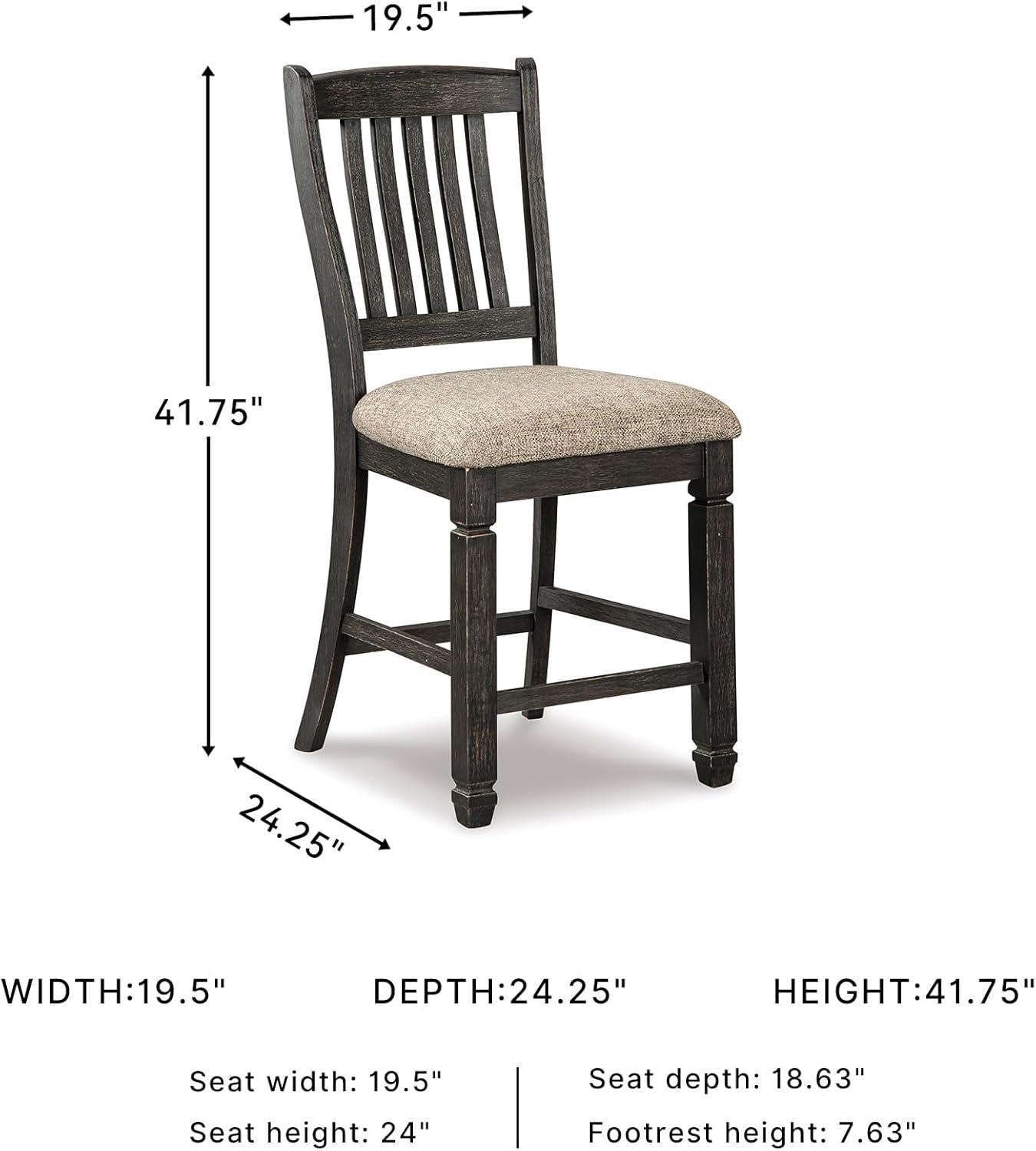 imageSignature Design by Ashley Tyler Creek Farmhouse 2438quot Counter Height Upholstered Barstool Set of 2 Almost BlackBlack