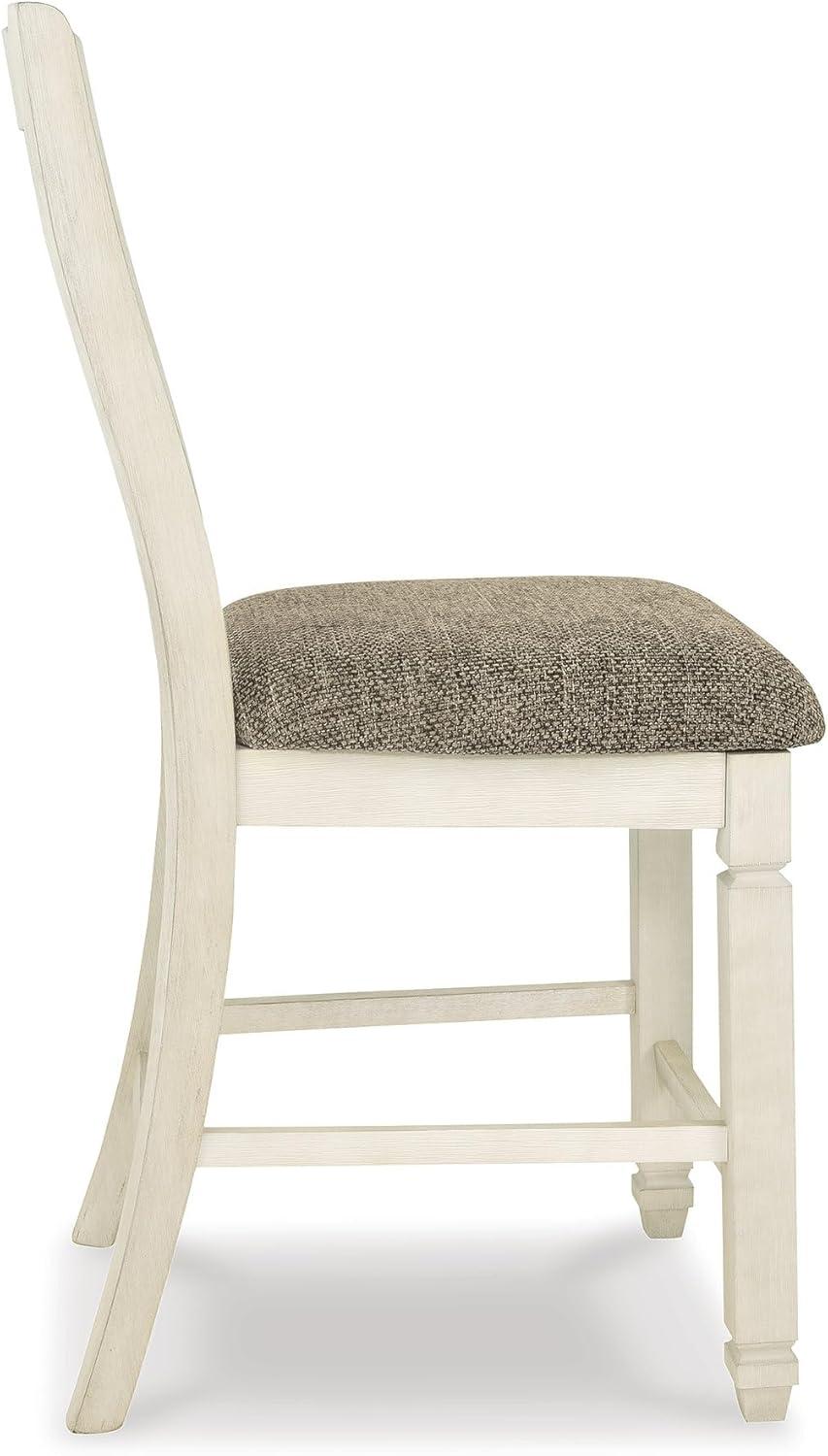 imageSignature Design by Ashley Tyler Creek Farmhouse 2438quot Counter Height Upholstered Barstool Set of 2 Almost BlackWhite