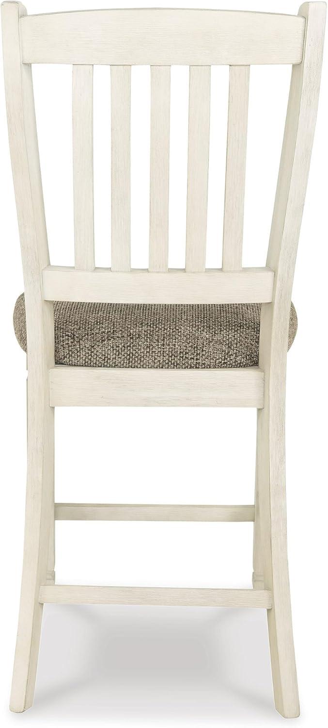 imageSignature Design by Ashley Tyler Creek Farmhouse 2438quot Counter Height Upholstered Barstool Set of 2 Almost BlackWhite