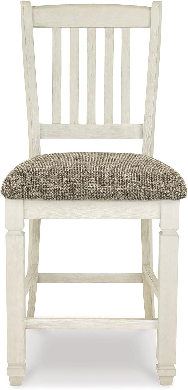 imageSignature Design by Ashley Tyler Creek Farmhouse 2438quot Counter Height Upholstered Barstool Set of 2 Almost BlackWhite