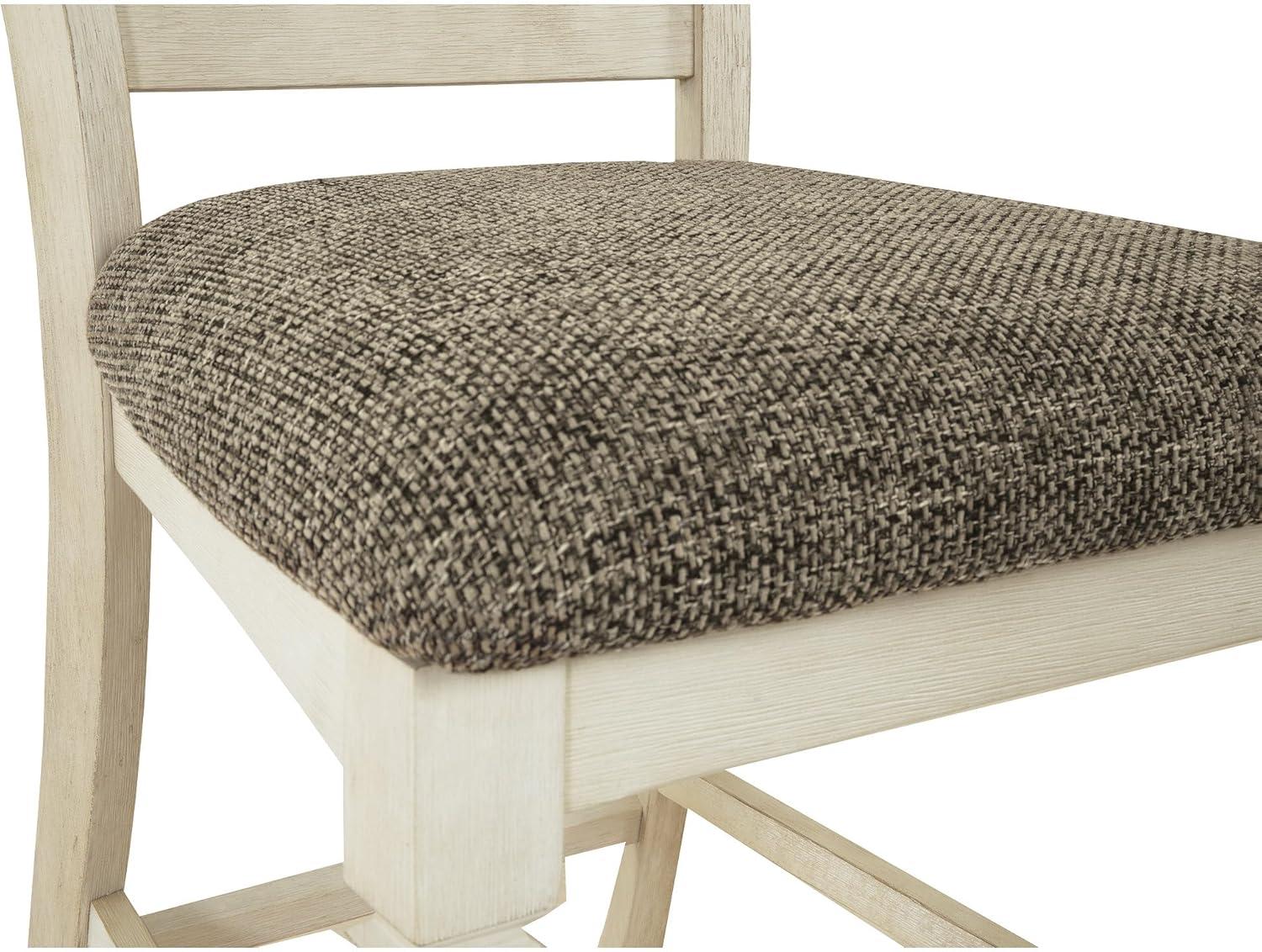 imageSignature Design by Ashley Tyler Creek Farmhouse 2438quot Counter Height Upholstered Barstool Set of 2 Almost BlackWhite