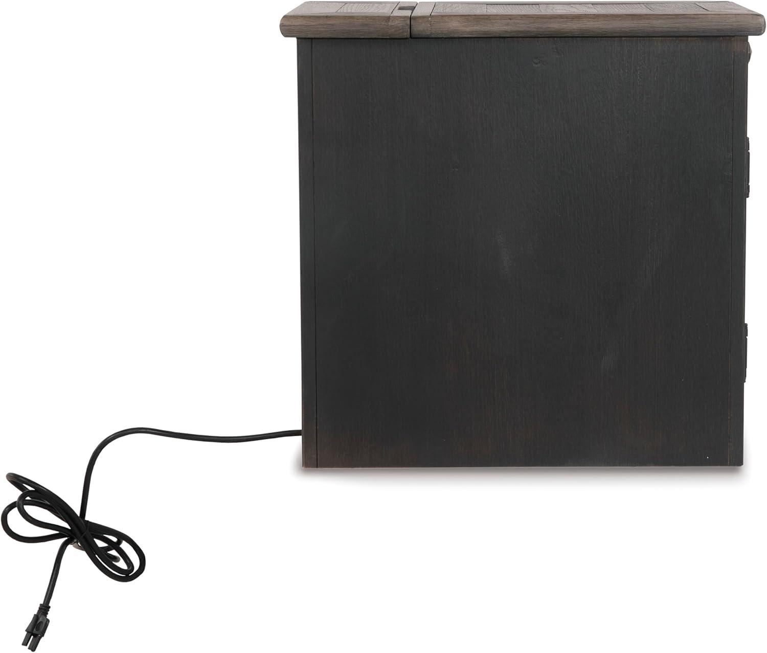 imageSignature Design by Ashley Tyler Creek Rustic Chair Side End Table with PullOut Tray ampamp USB Ports BrownBlackish Brown