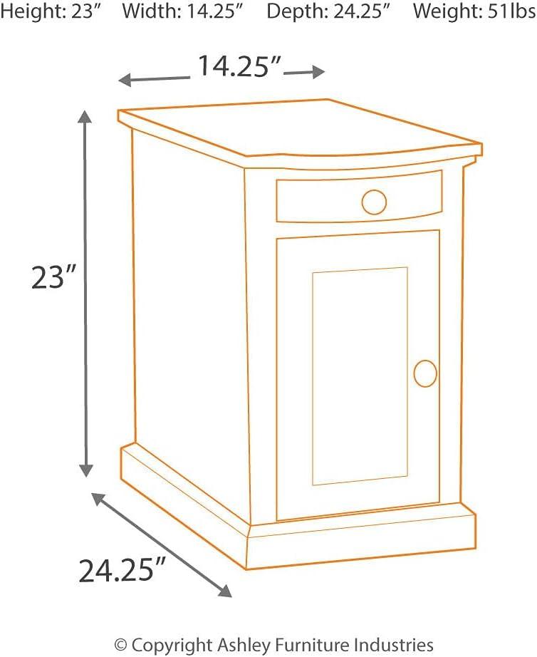 imageSignature Design by Ashley Tyler Creek Rustic Chair Side End Table with PullOut Tray ampamp USB Ports BrownMedium Brown