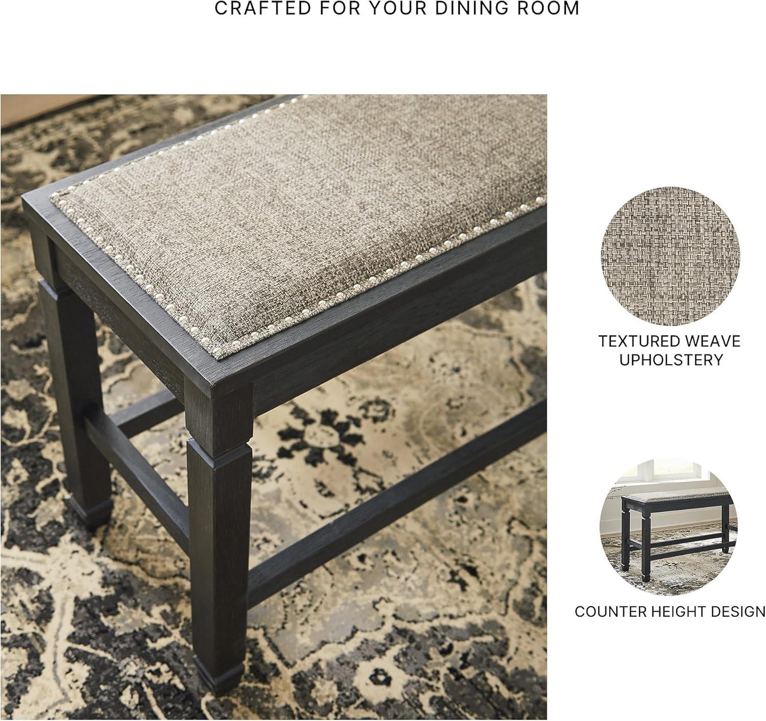 imageSignature Design by Ashley Tyler Creek Urban Farmhouse Counter Height Upholstered Dining Bench Almost BlackDarkwash