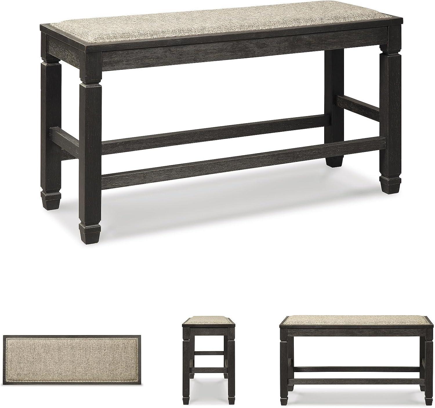 imageSignature Design by Ashley Tyler Creek Urban Farmhouse Counter Height Upholstered Dining Bench Almost BlackDarkwash
