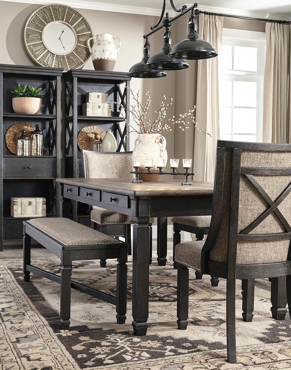 imageSignature Design by Ashley Tyler Creek Urban Farmhouse Counter Height Upholstered Dining Bench Almost BlackDarkwash