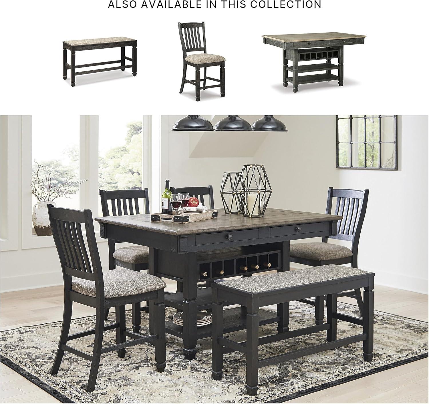 imageSignature Design by Ashley Tyler Creek Urban Farmhouse Counter Height Upholstered Dining Bench Almost BlackDarkwash