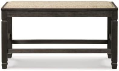 imageSignature Design by Ashley Tyler Creek Urban Farmhouse Counter Height Upholstered Dining Bench Almost BlackDarkwash